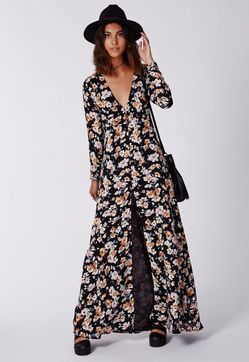 Missguided Effie Button Down Maxi Dress Floral | Lyst