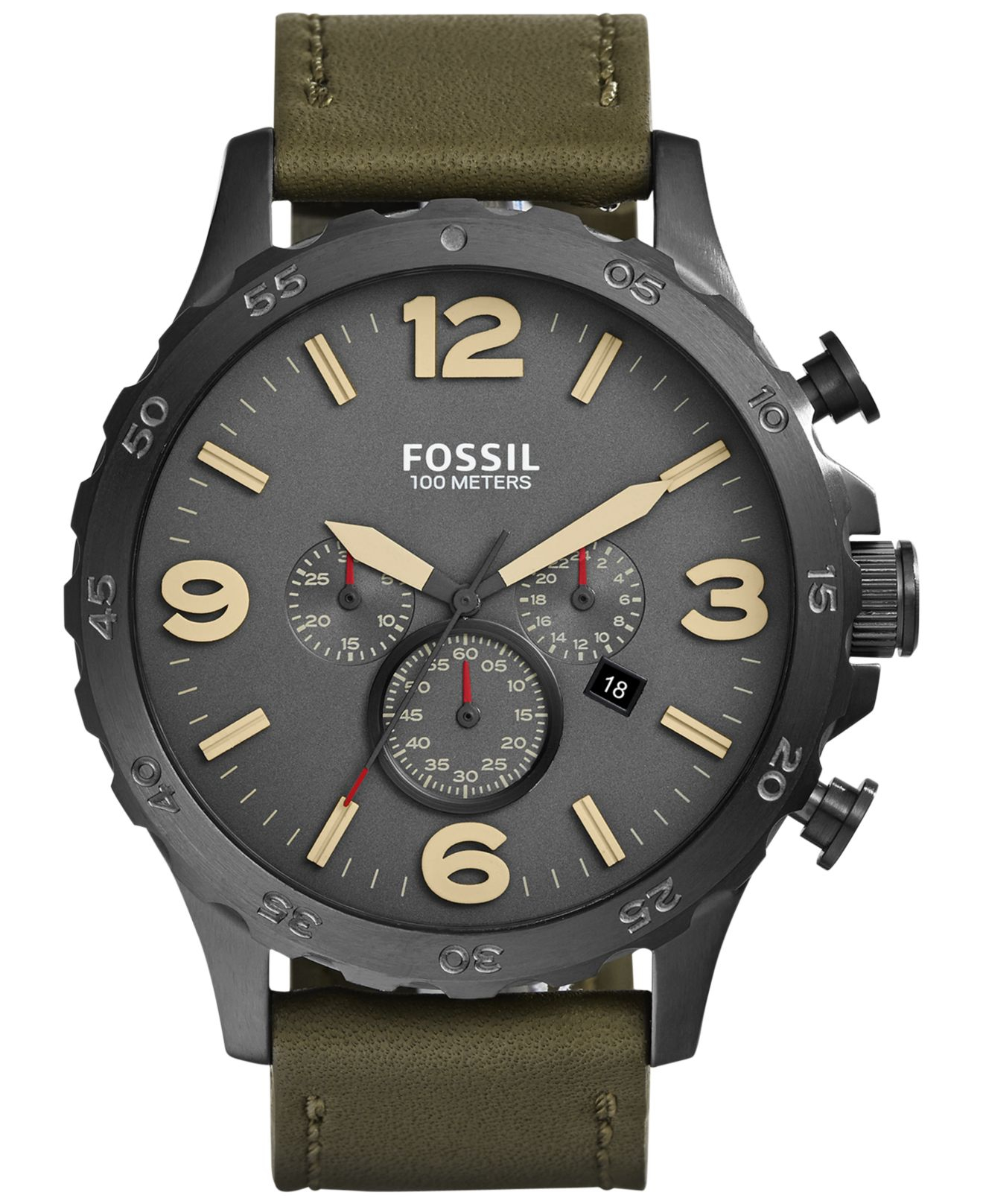 fossil green strap watch