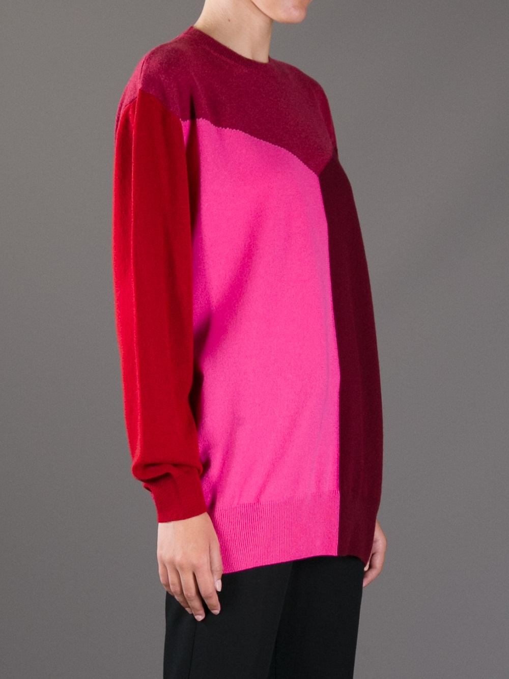 Stella McCartney Colour Block Cashmere Sweater in Red - Lyst