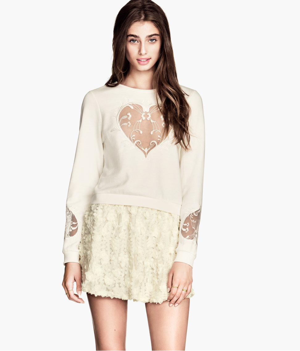 H&m Short Lace Skirt in White Lyst
