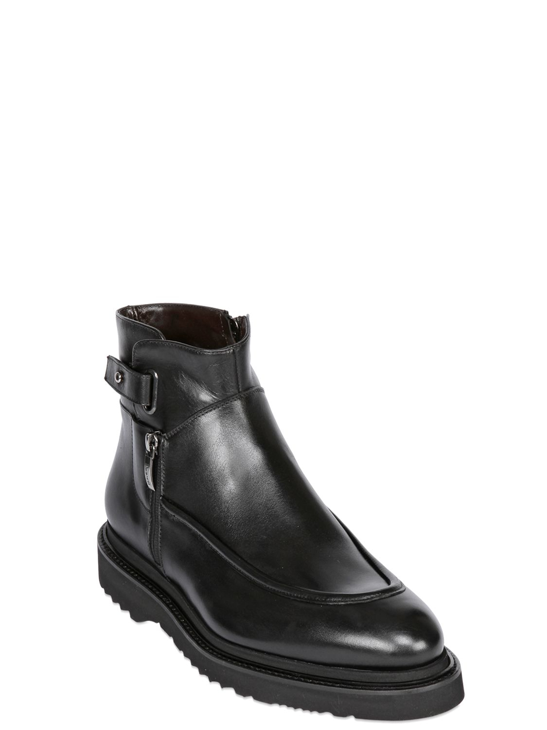 Lyst - Cesare paciotti Zipped Leather Boot in Black for Men