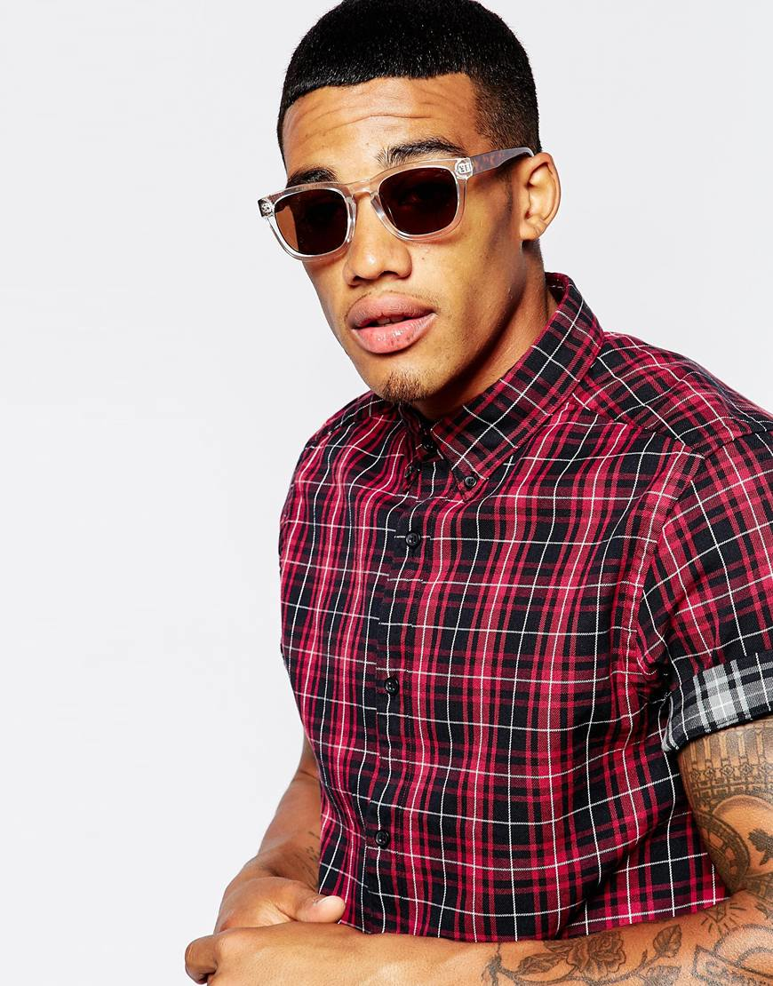 ASOS Square Sunglasses With Clear Frame And Tortoiseshell Arms in White for  Men | Lyst