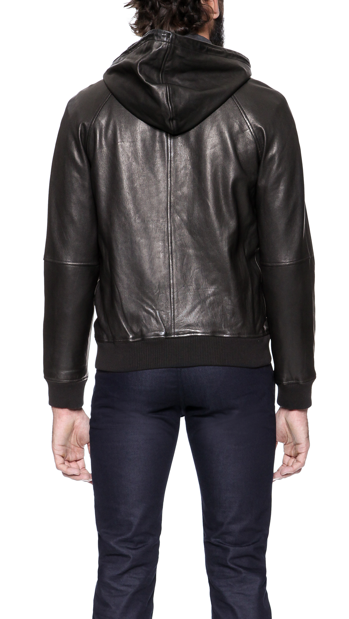 Marc By Marc Jacobs Leather Hooded Jacket in Black for Men - Lyst