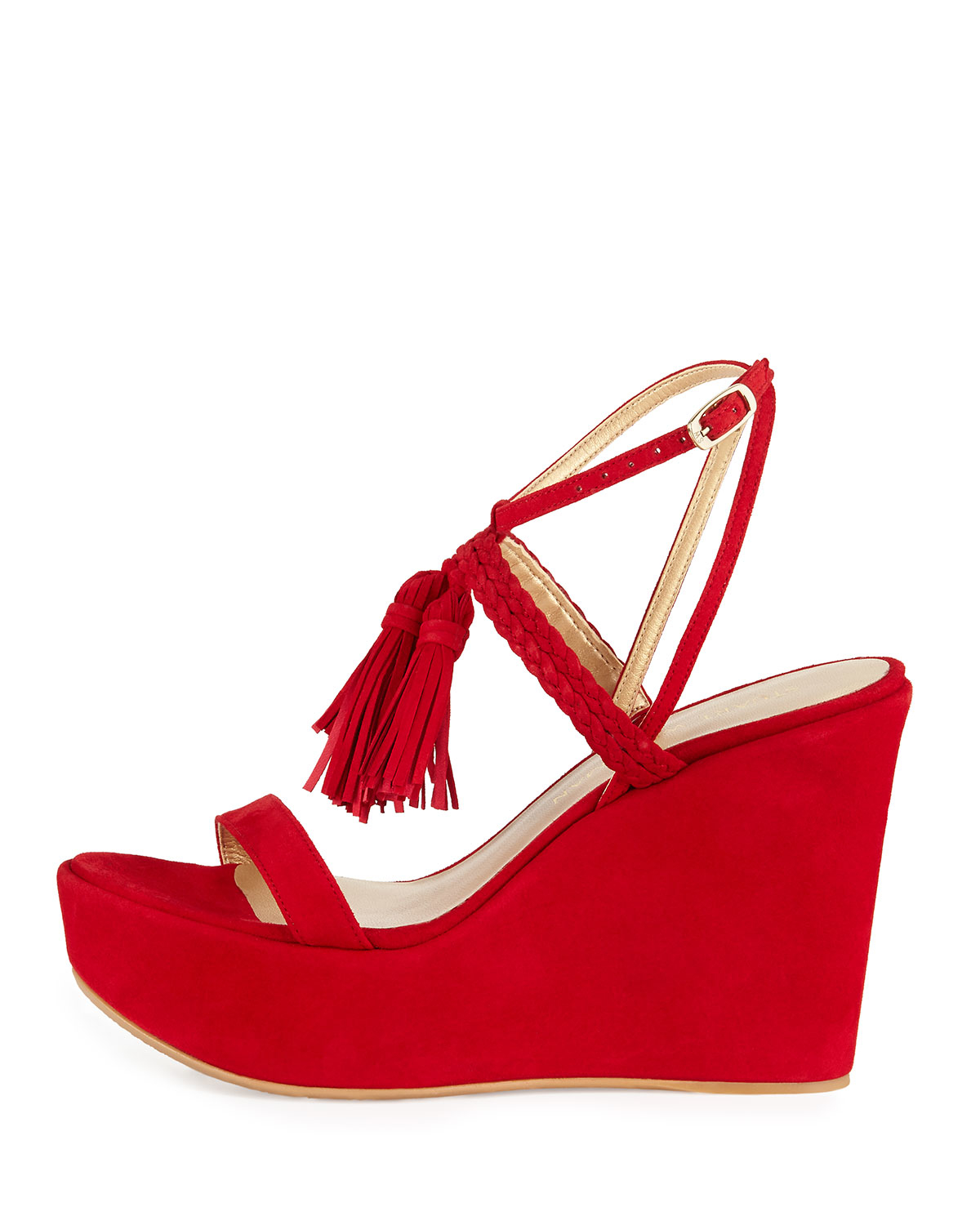 red sandals with tassels