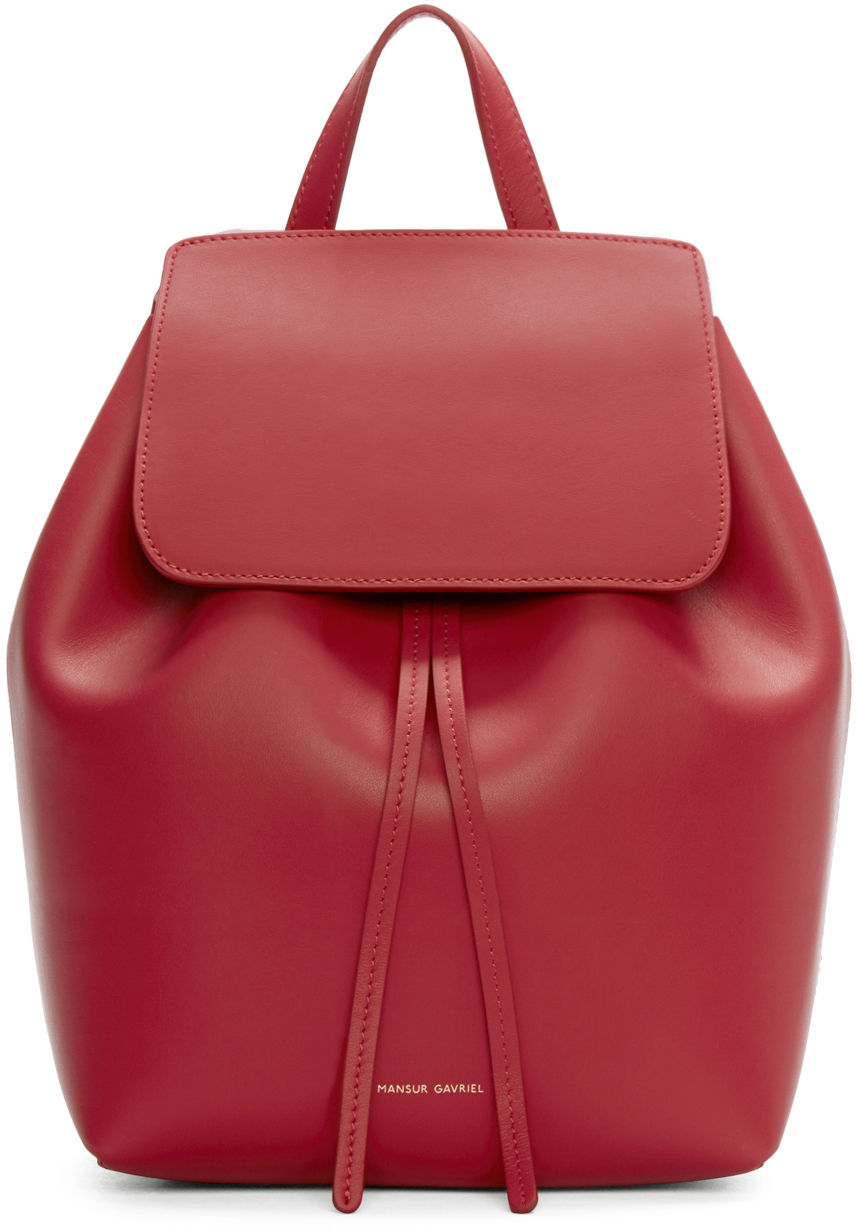 red leather backpack