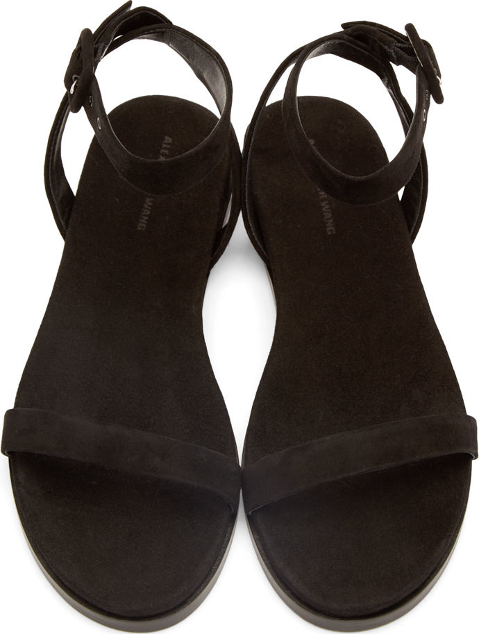 Lyst - Alexander Wang Black Suede Alana Flat Sandals in Black