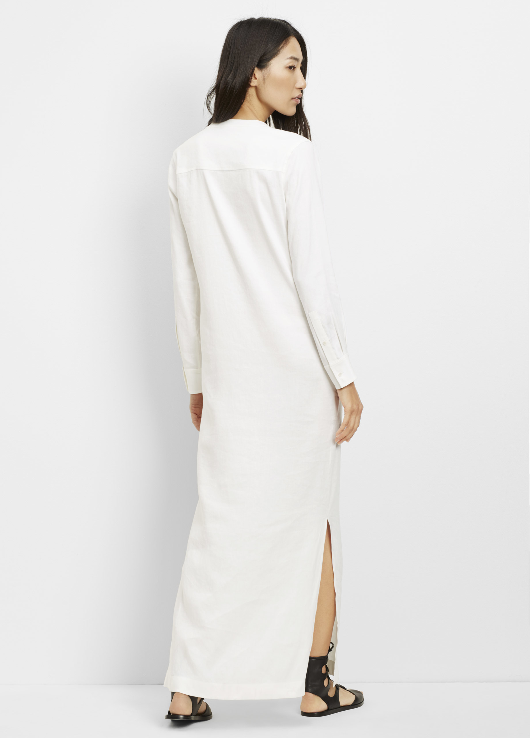 Vince Linen Maxi Dress in White | Lyst