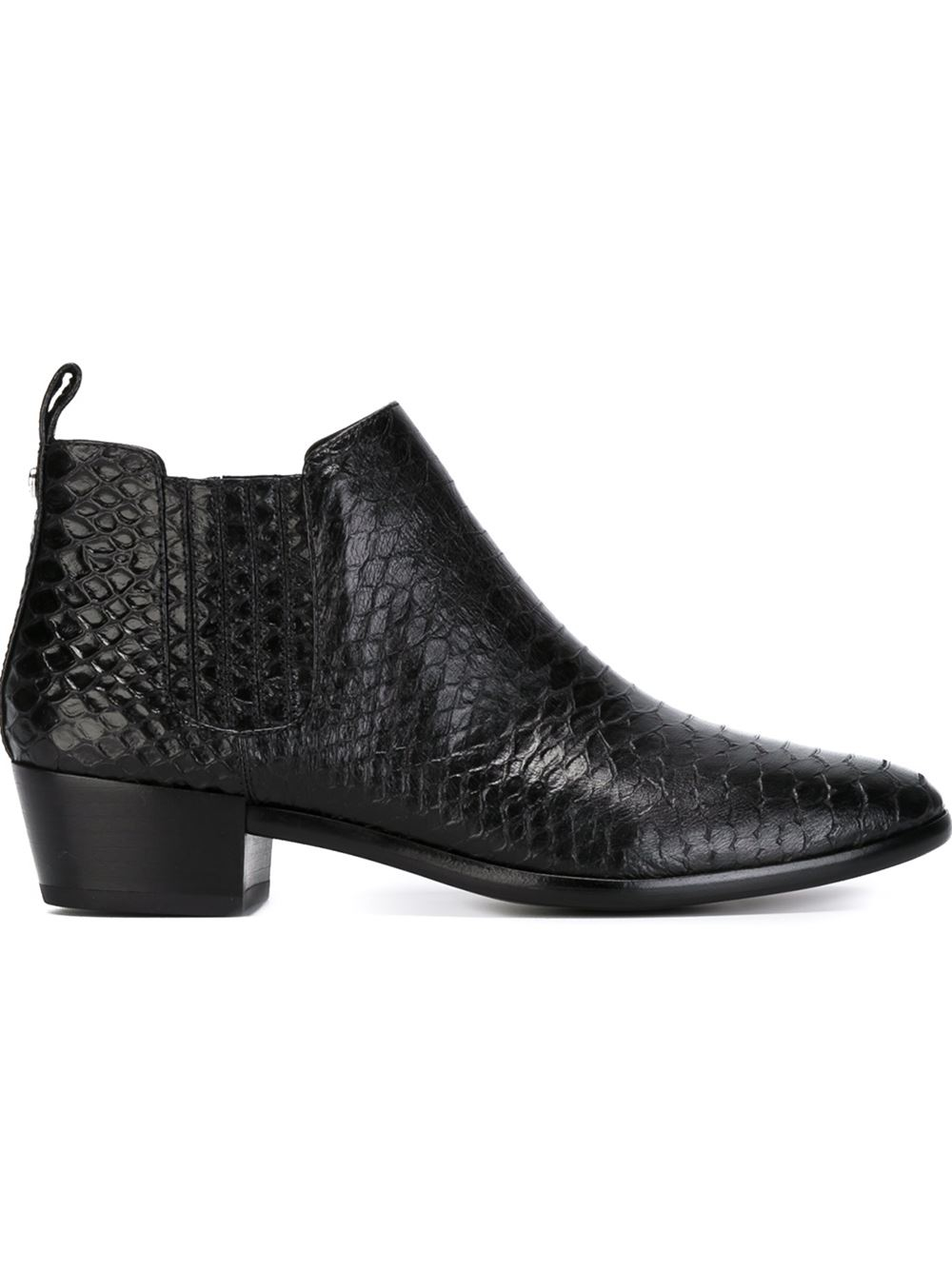 snakeskin black ankle boots