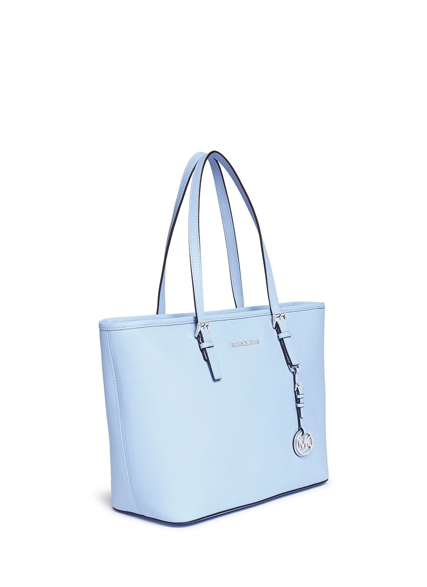 Michael Kors 'jet Set Travel' Saffiano Leather Top Zip Tote in Blue | Lyst
