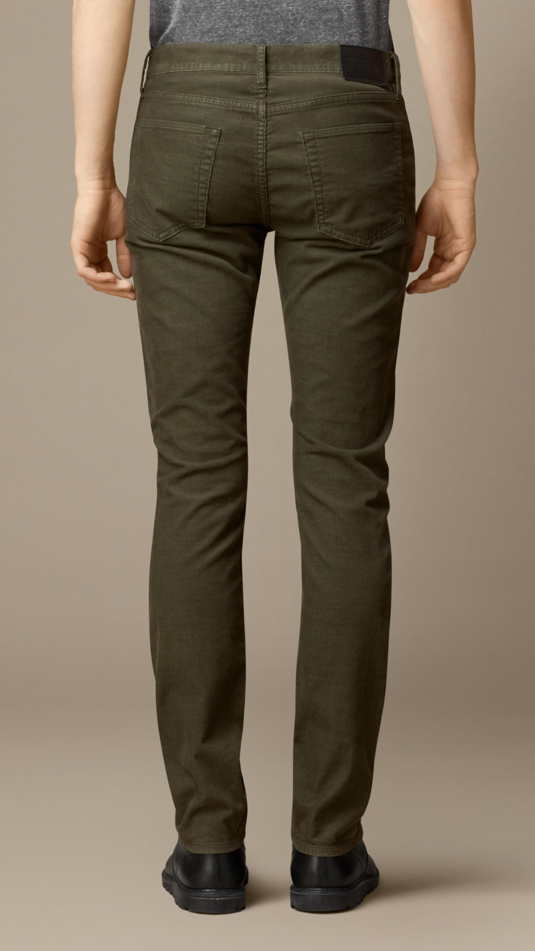 Burberry Slim Fit Corduroy Trousers in Dark Olive (Green) for Men - Lyst