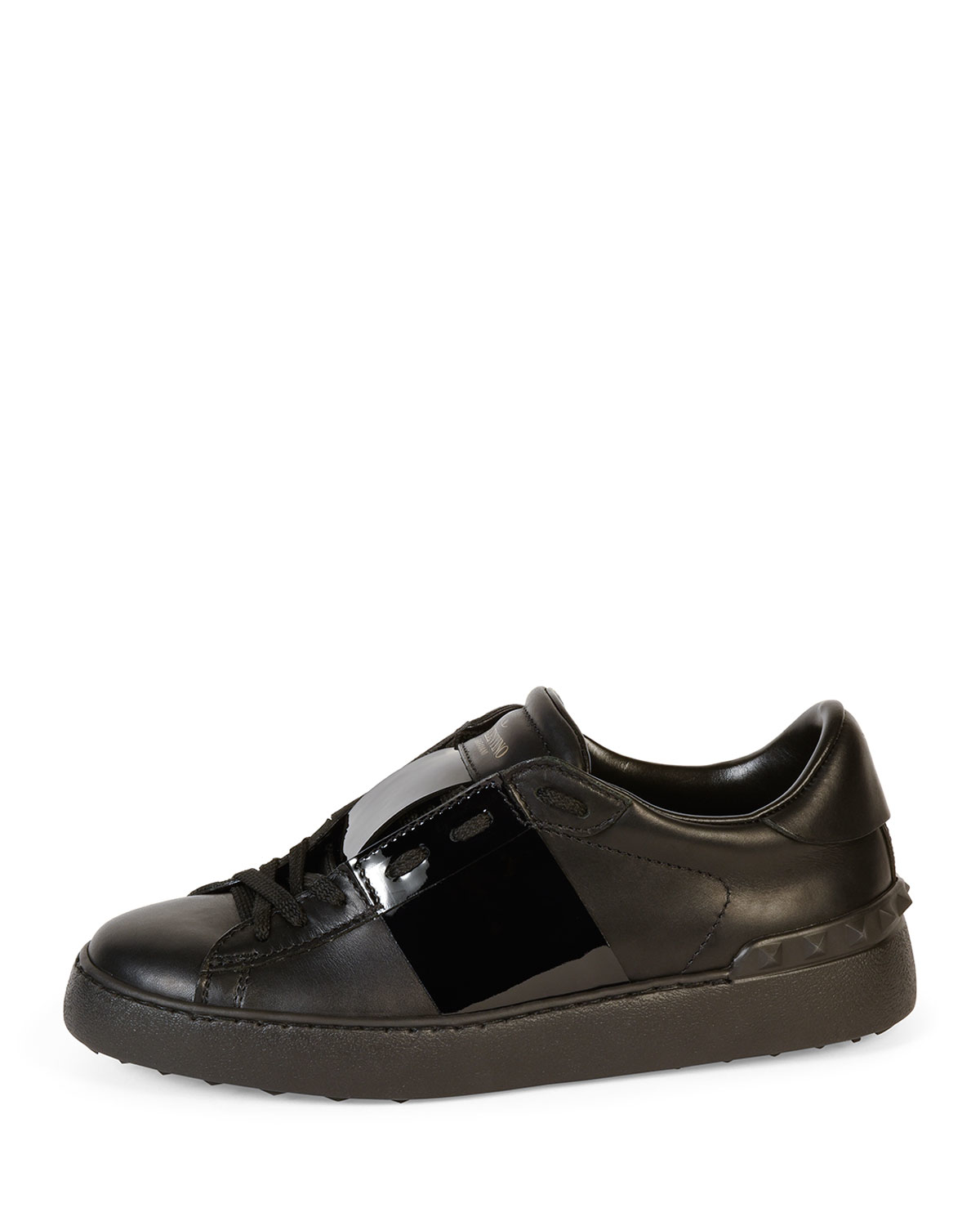 valentino garavani open striped leather sneakers