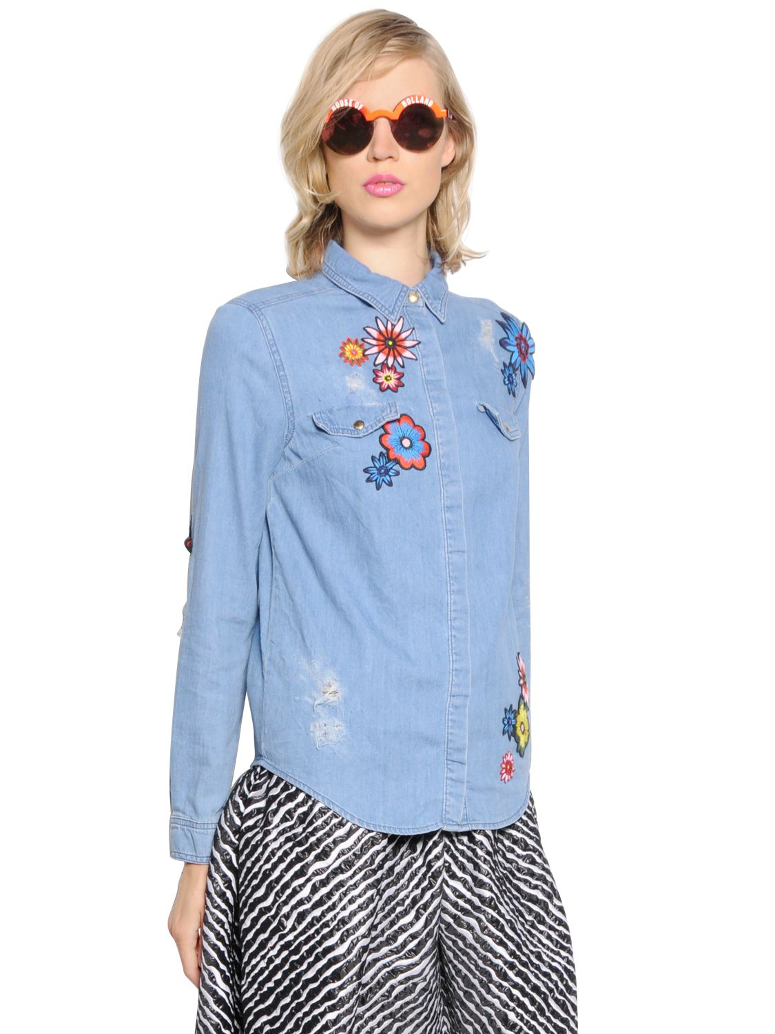 denim shirt with patches