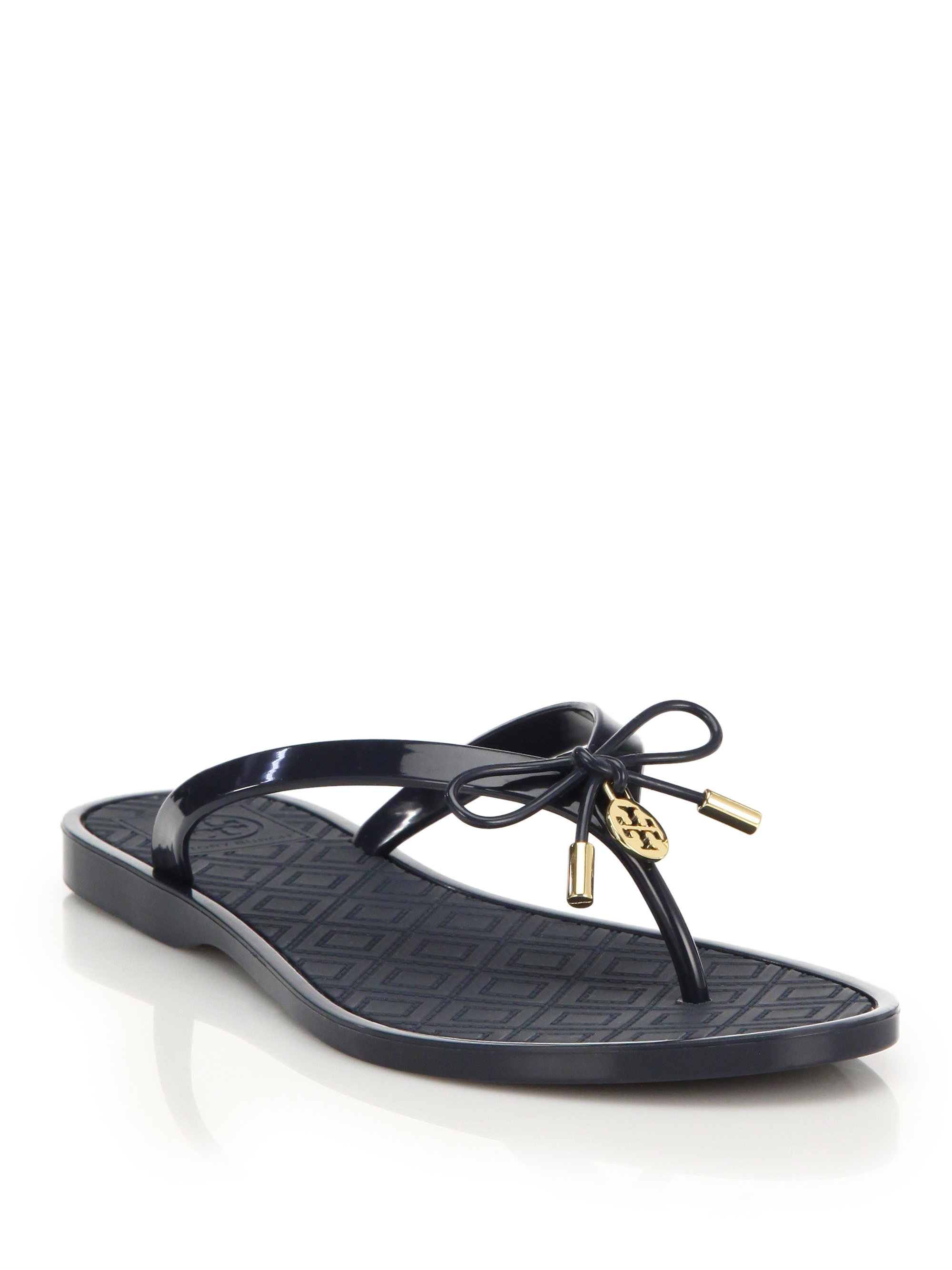 Tory Burch Jelly Bow Thong Sandals in Navy (Blue) - Lyst