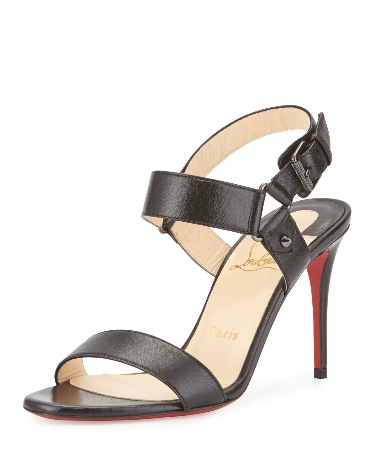 black christian louboutins - Christian louboutin Sova Buckled Alligator Sandals in Black | Lyst