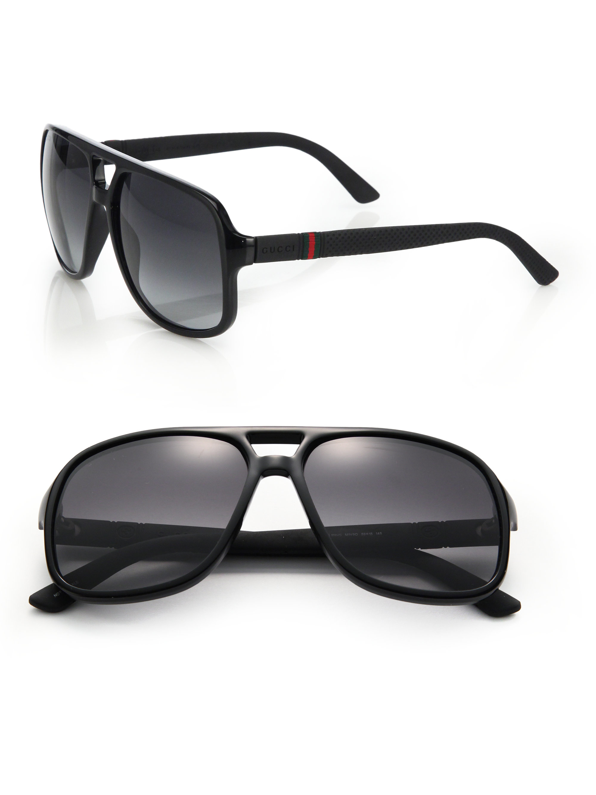 Gucci 1115 59mm Mirror Aviator Sunglasses in Black for Men | Lyst