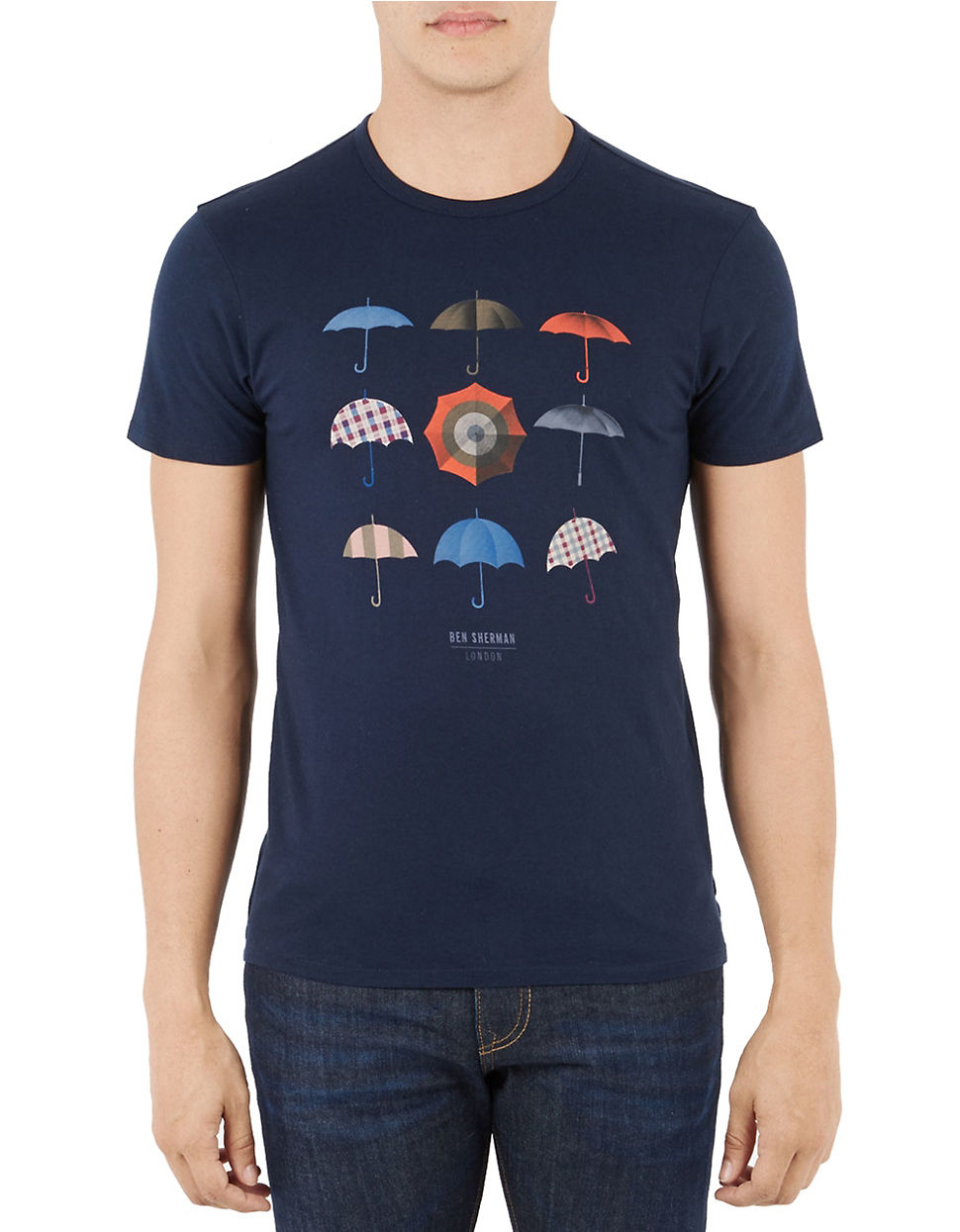 Ben sherman Heritage Umbrella Print Cotton T-shirt in Blue for Men | Lyst