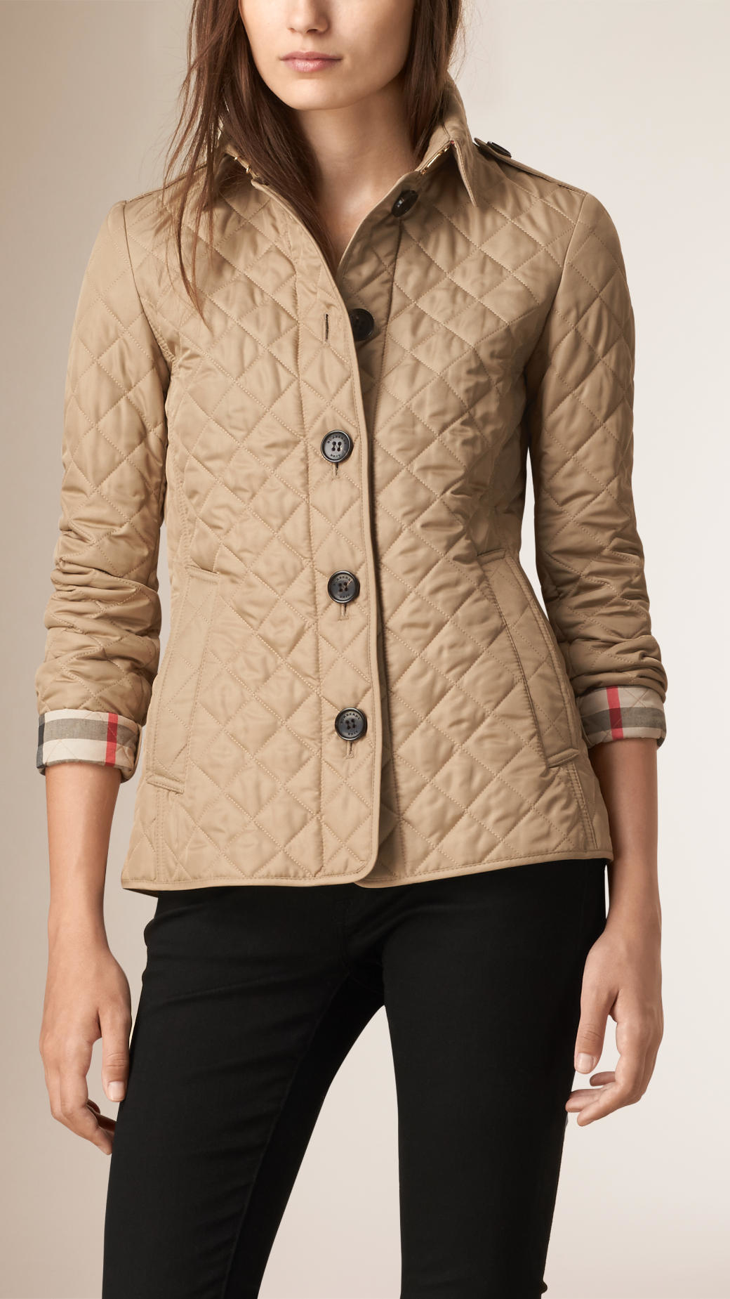 Burberry Diamond Quilted Jacket Canvas in Brown (CANVAS) | Lyst