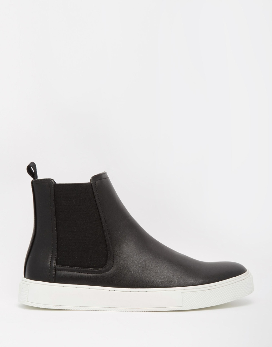 ASOS Chelsea Boots In Black With Chunky Sole in Black for