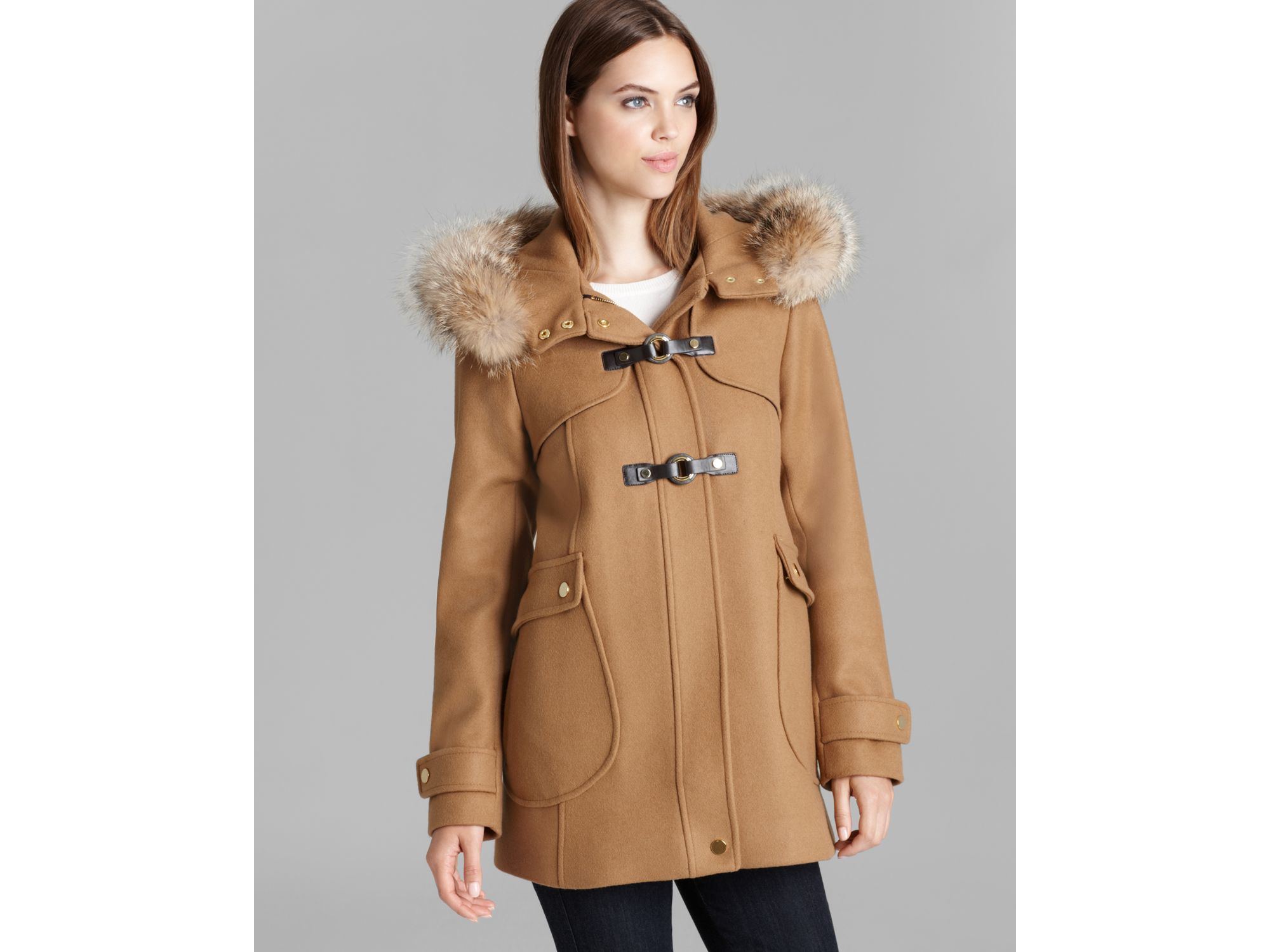 trina turk camel coat