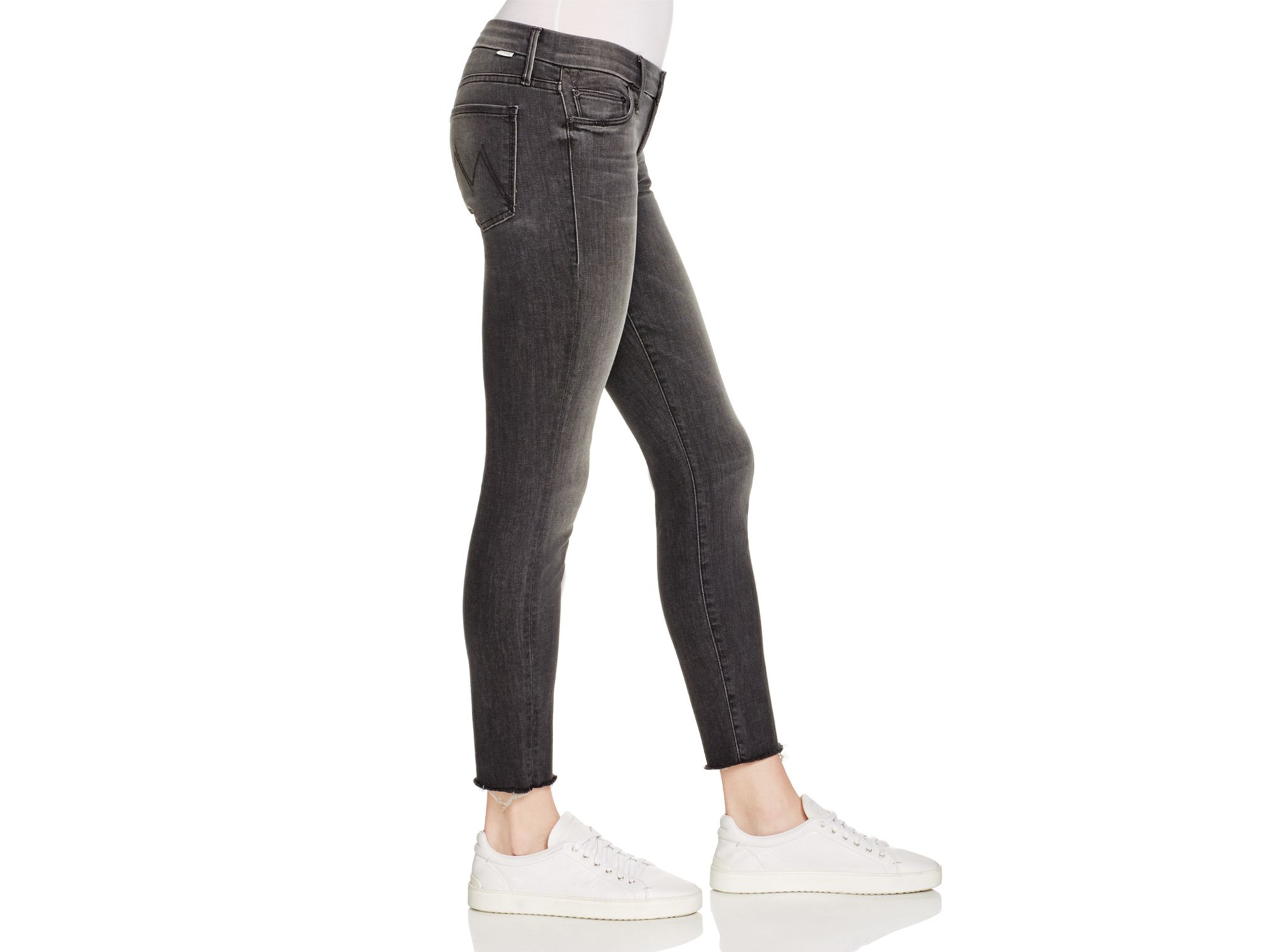 mother looker ankle fray black