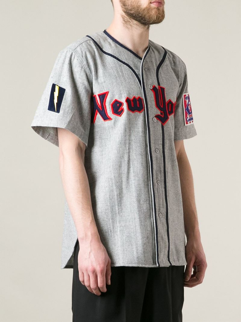 Ebbets Field Flannels 'ny Knights 1939' Baseball Jersey Top in Gray for Men