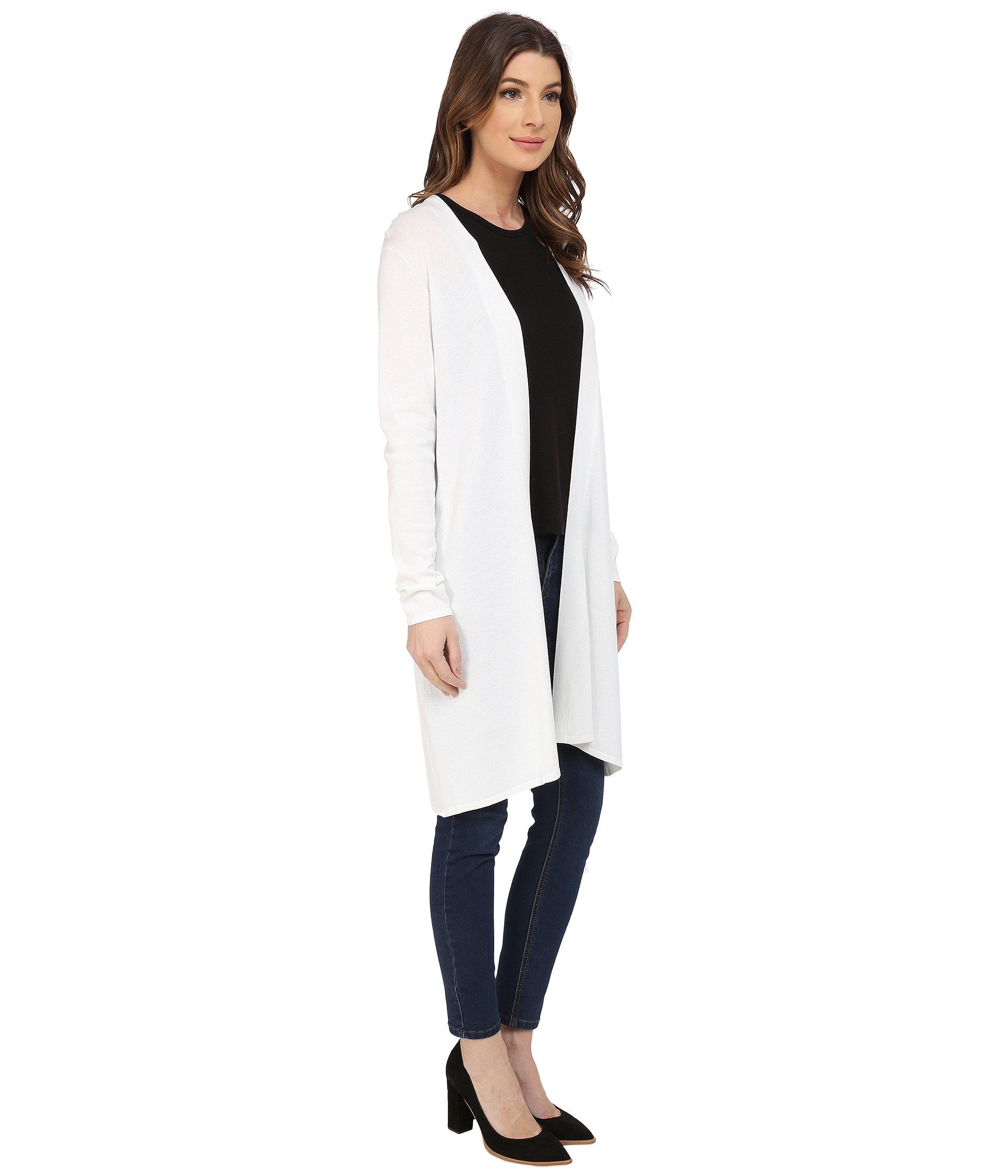 white sheer duster cardigan
