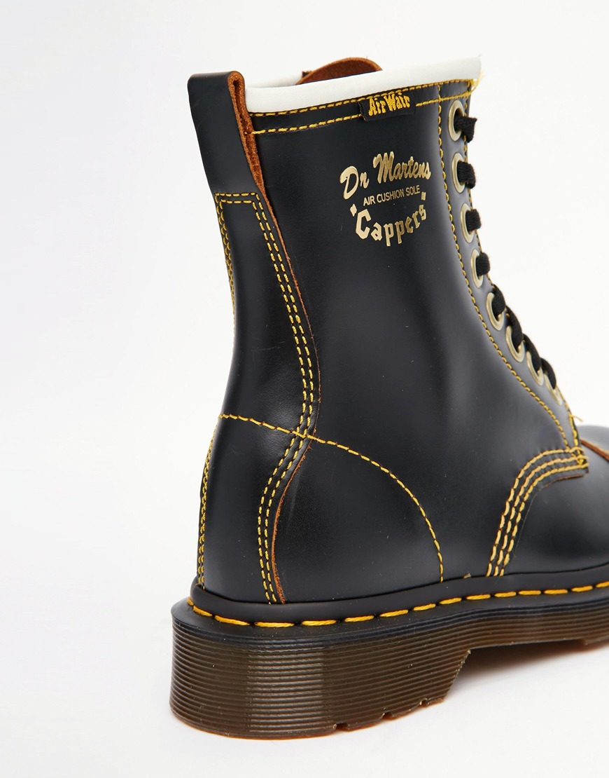 Dr. Martens Archive Black Vintage Leather Capper Boots - Lyst