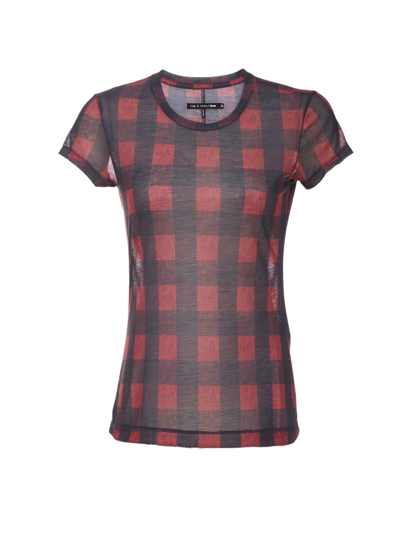 Rag & bone Short Sleeve Cotton Buffalo Plaid Tshirt in Red | Lyst