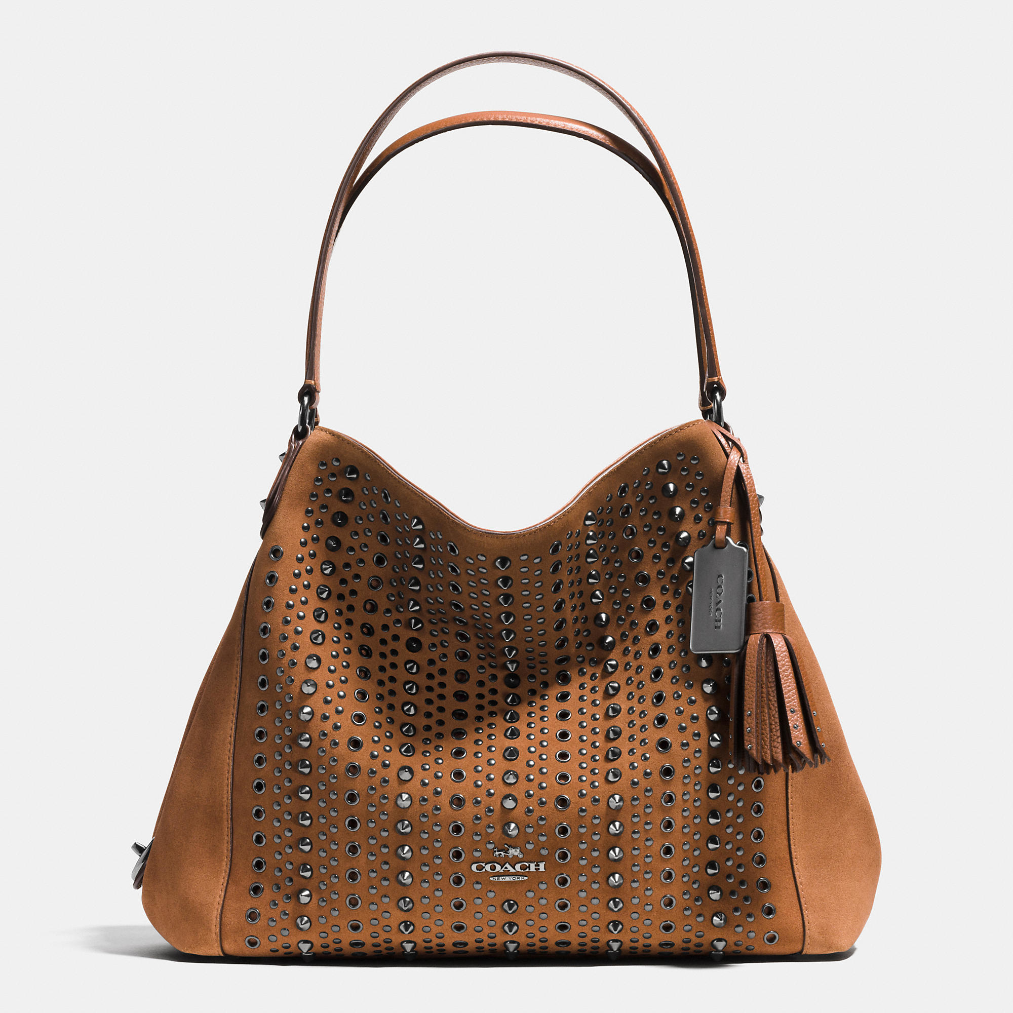 COACH All Over Studs And Grommets Edie Shoulder Bag 31 In Suede in Brown |  Lyst