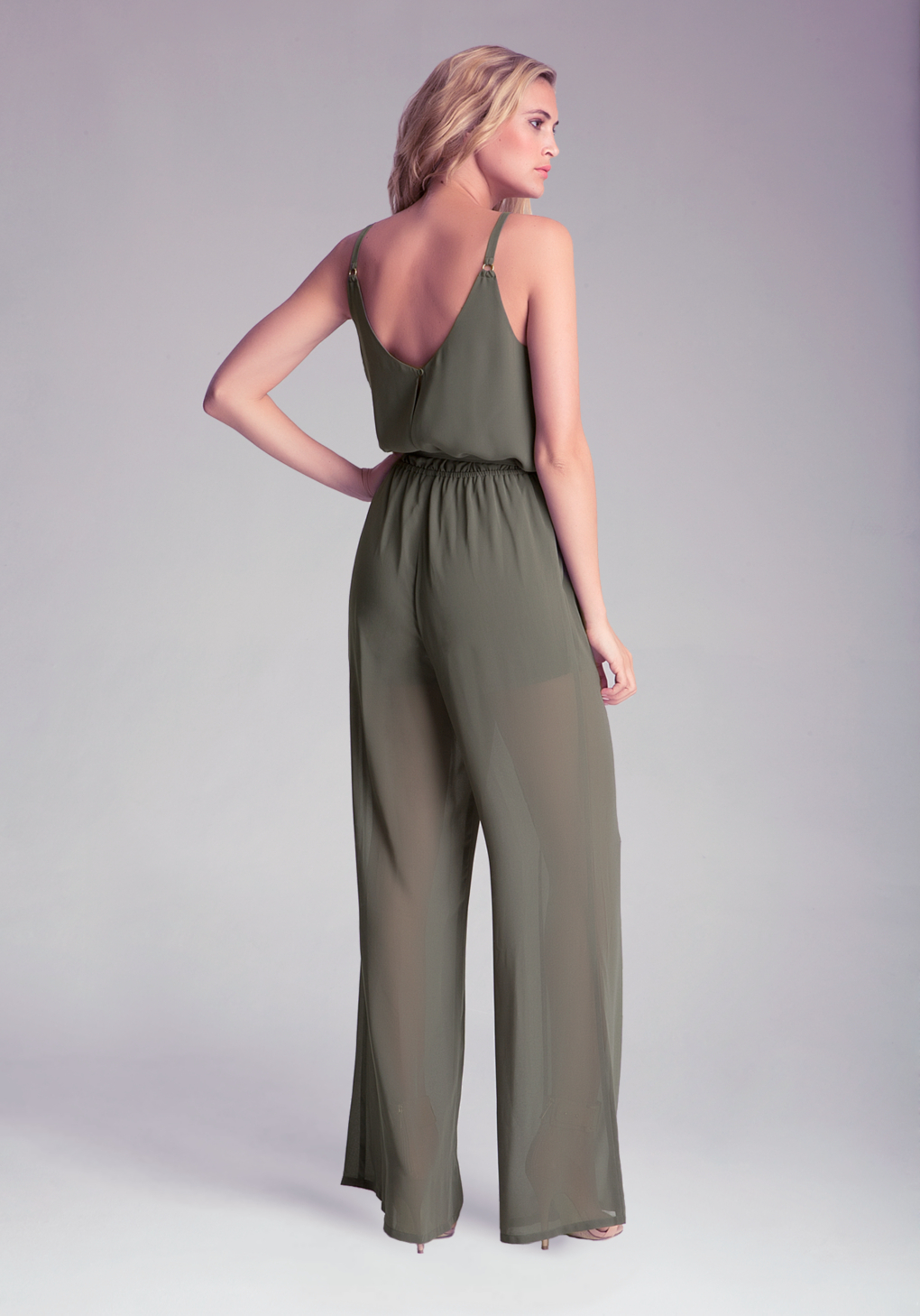 sheer wide leg jumpsuit