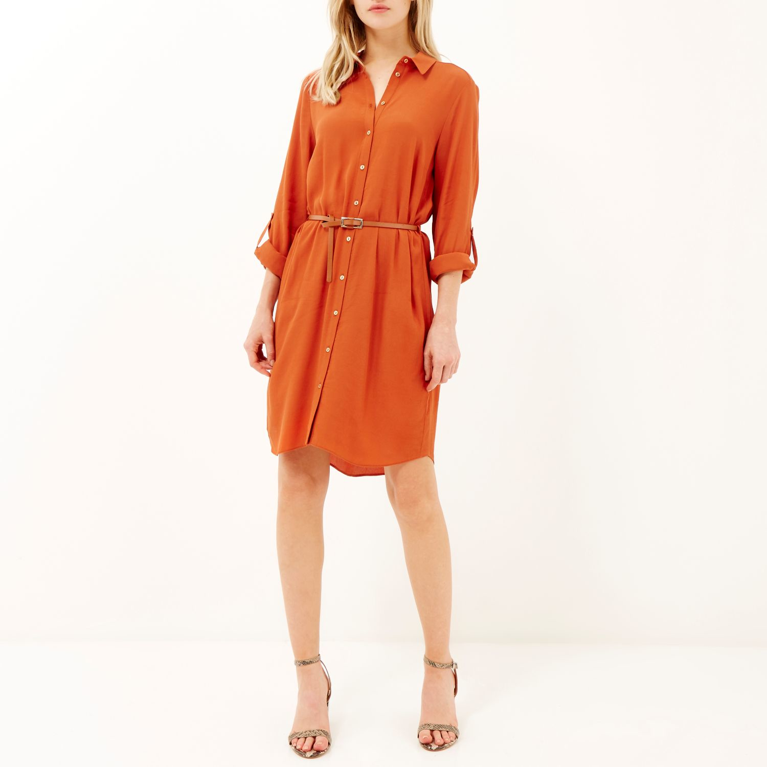 River island Orange Shirt Dress in Orange Lyst