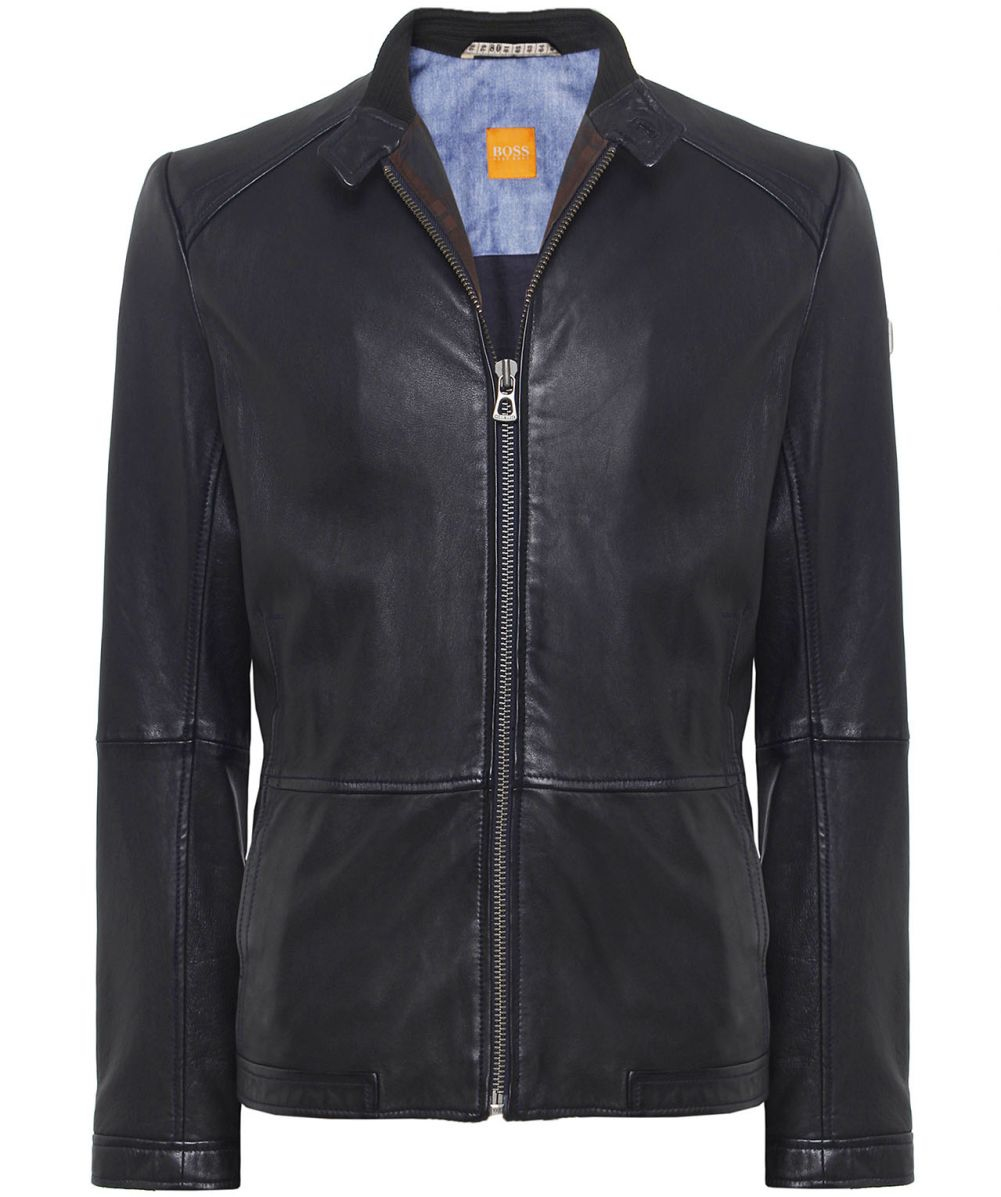 BOSS Orange Jelon Leather Jacket in Black for Men - Lyst