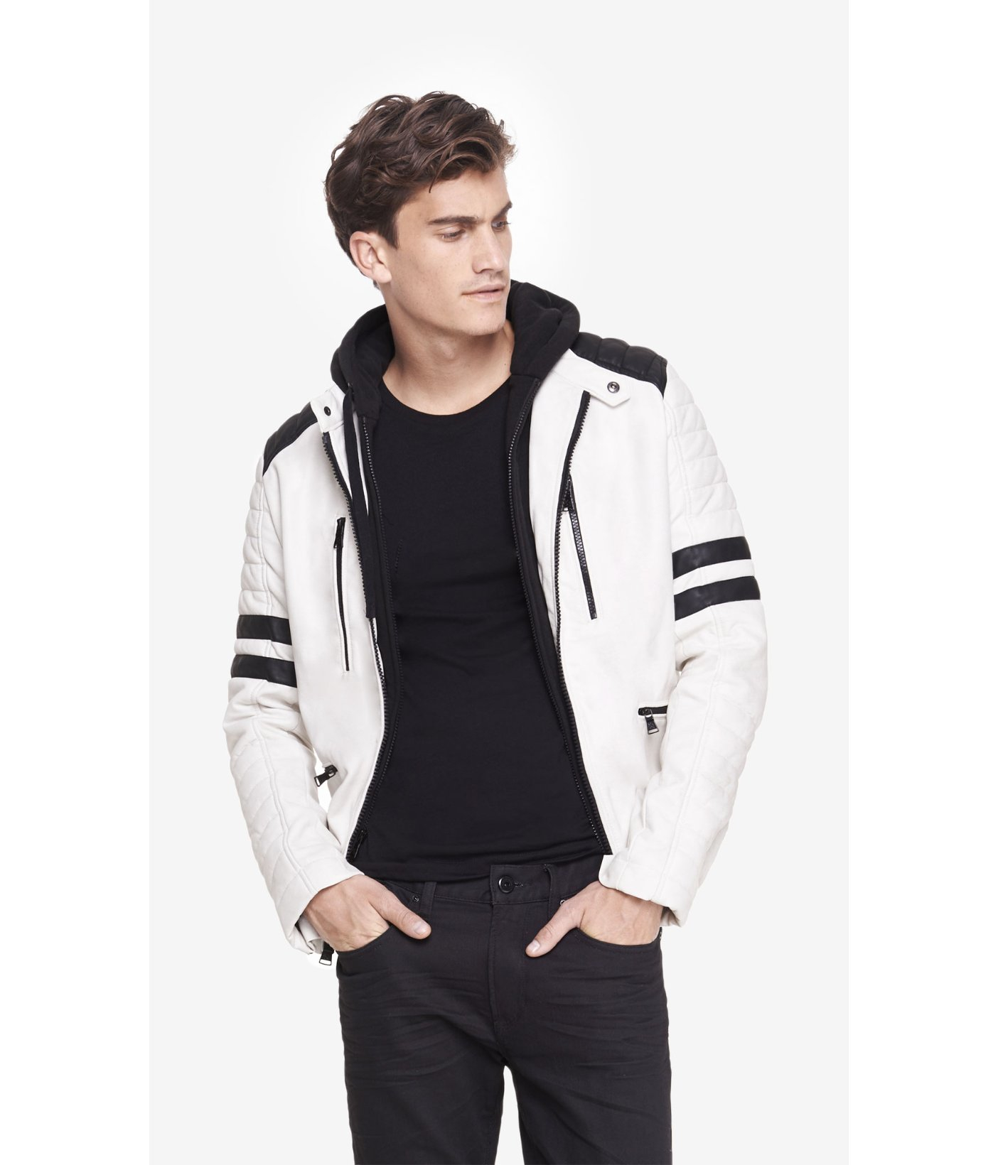express white leather jacket