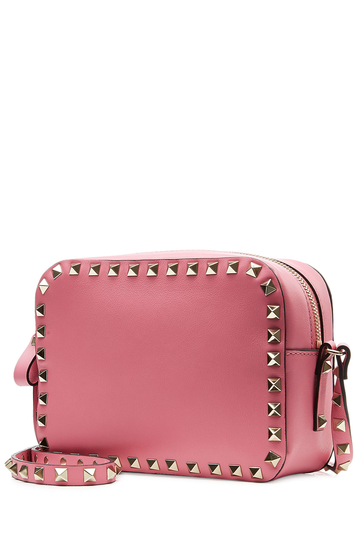 Lyst Valentino Leather Rockstud Camera Bag Rose In Pink Gallery
