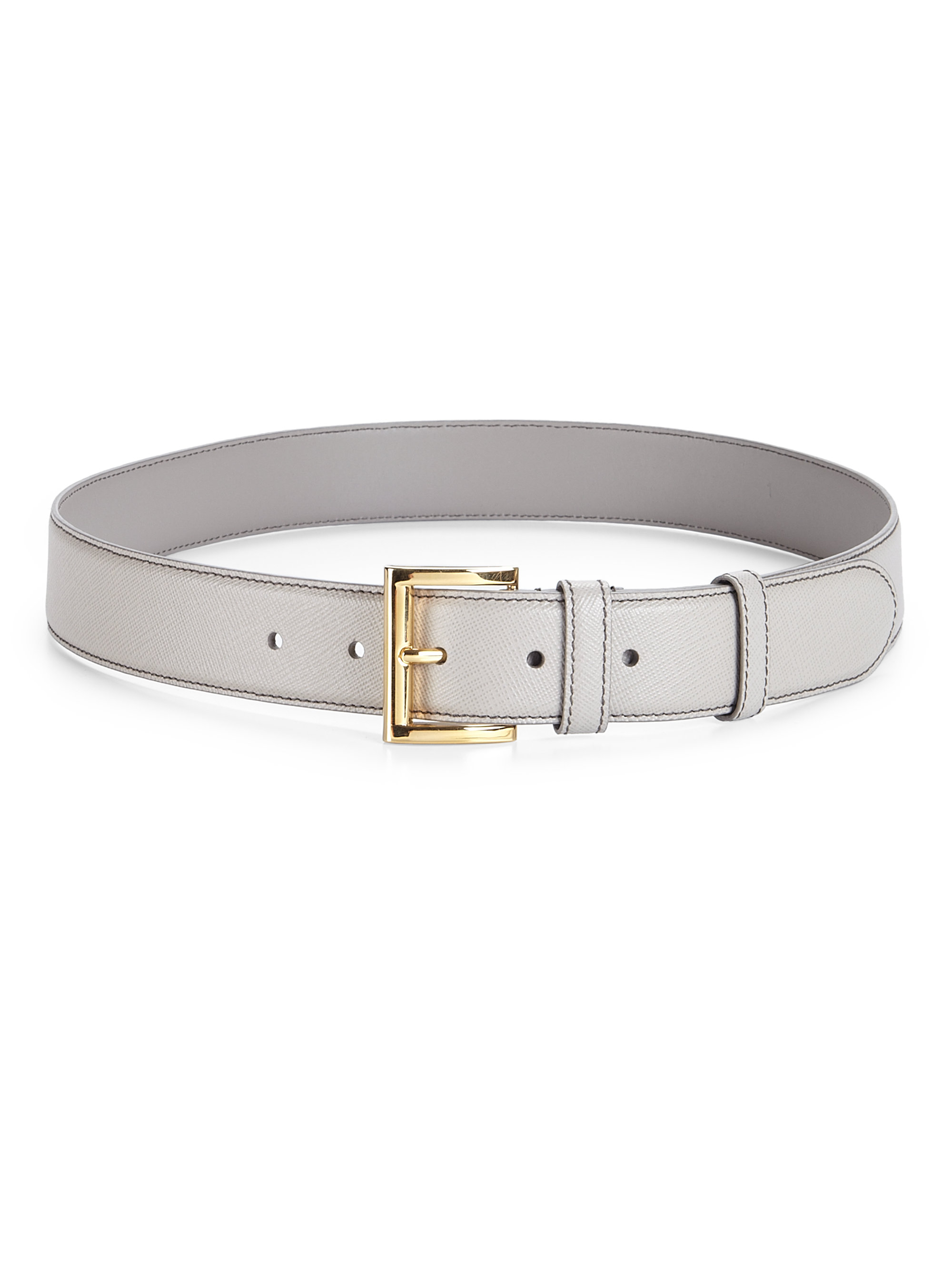 Prada Saffiano Leather Belt in Natural | Lyst