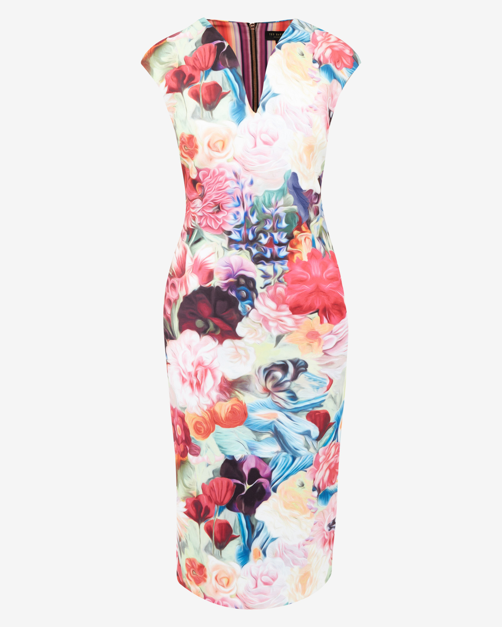 Ted Baker Synthetic Floral Swirl Bodycon Dress | Lyst