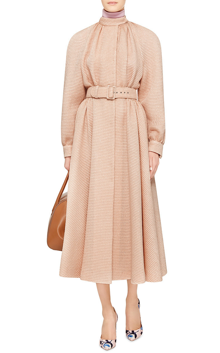 Lyst Emilia Wickstead Wool Silk Jacquard Poppins Cinched Coat Gallery