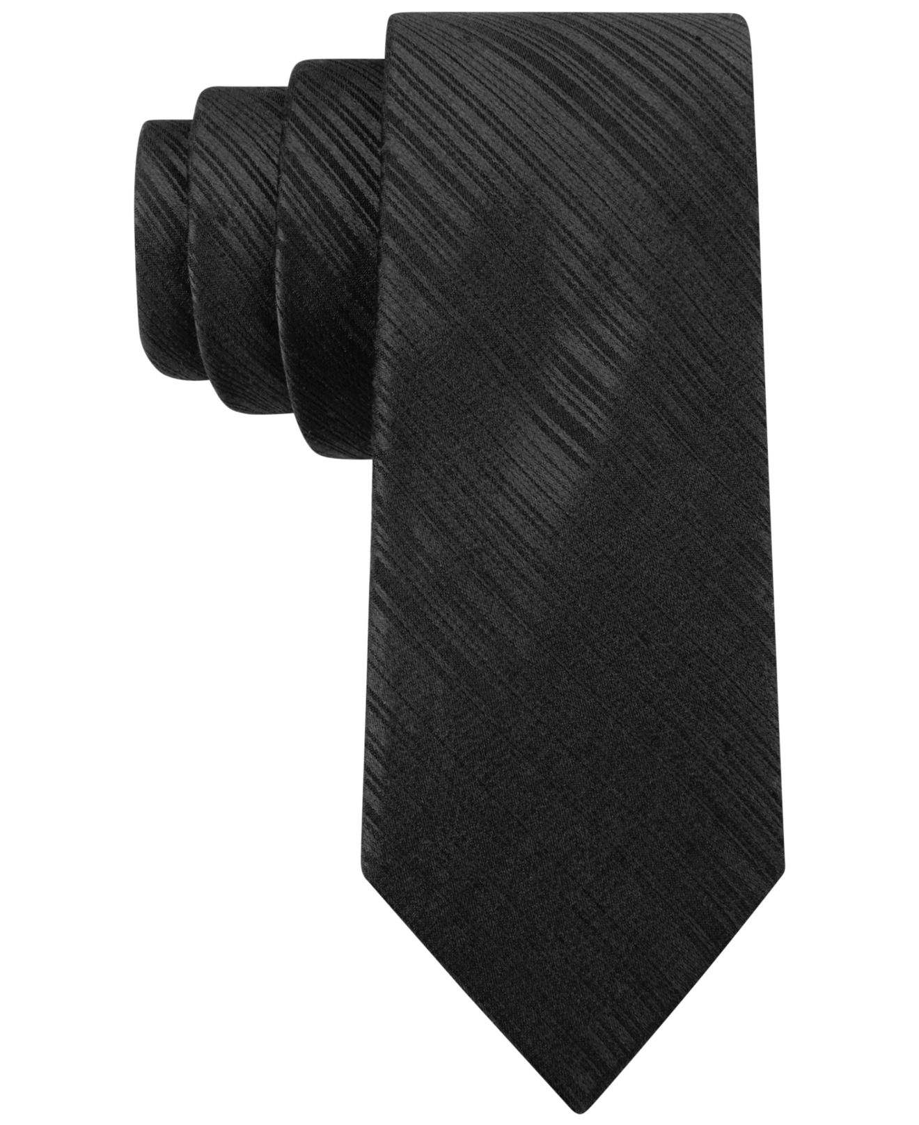 Lyst Calvin Klein Flannel Solid Stripe Skinny Tie in Black for Men