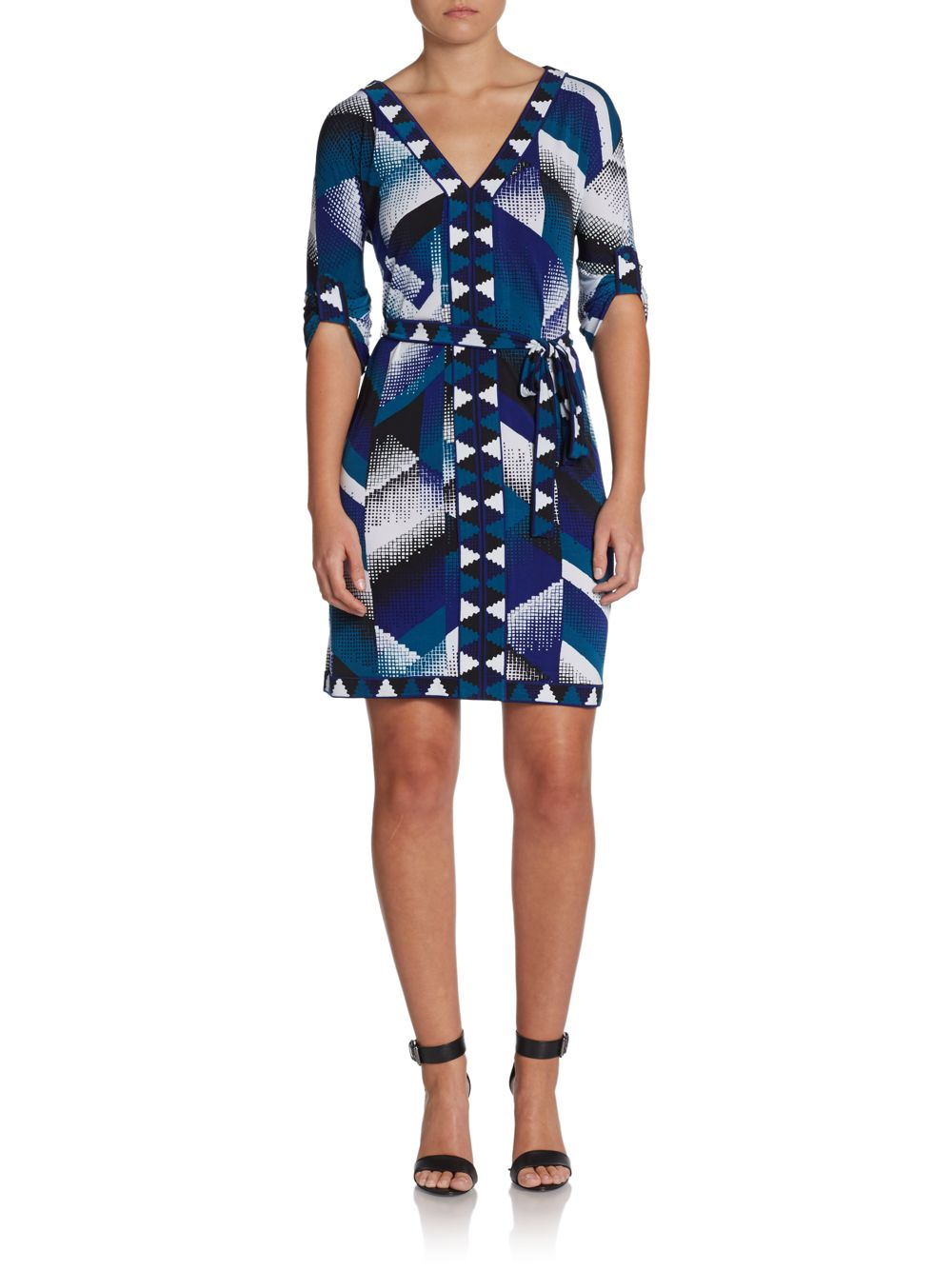 Silk Dress Bcbg Geometric Dress Bcbgmaxazria Blue Silk Dress