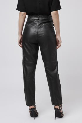 high waisted leather trousers topshop