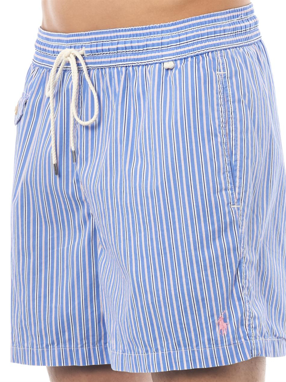 Polo Ralph Lauren Traveler Butcher's Stripe Swim Shorts in Blue for Men |  Lyst