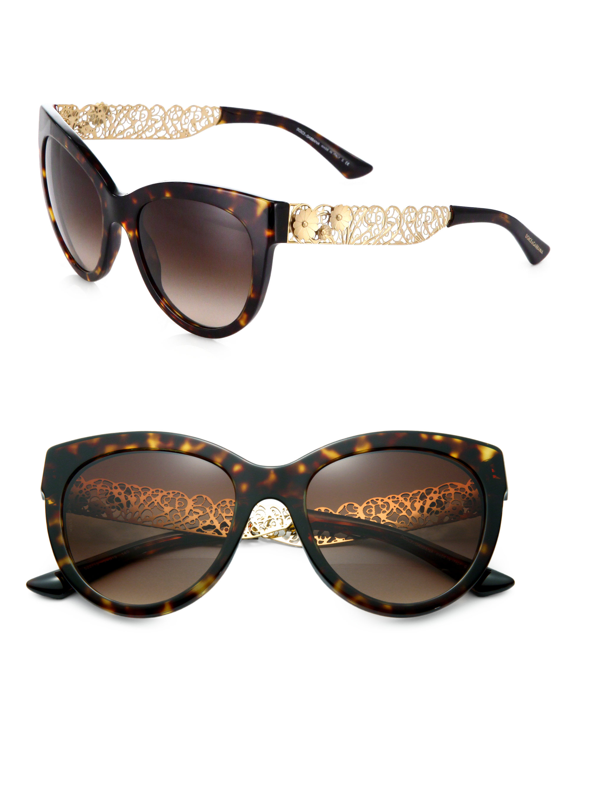 Lyst - Dolce & Gabbana Filigree Cat'S-Eye Sunglasses in Brown