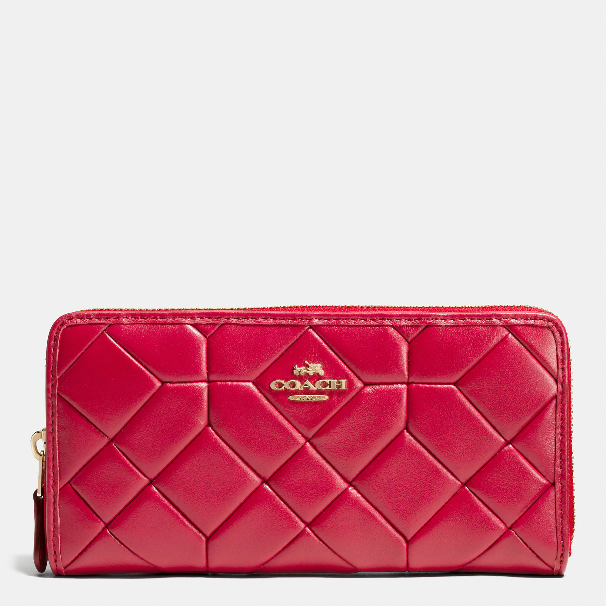 COACH Accordion Zip Wallet In Canyon Quilt Leather in Red