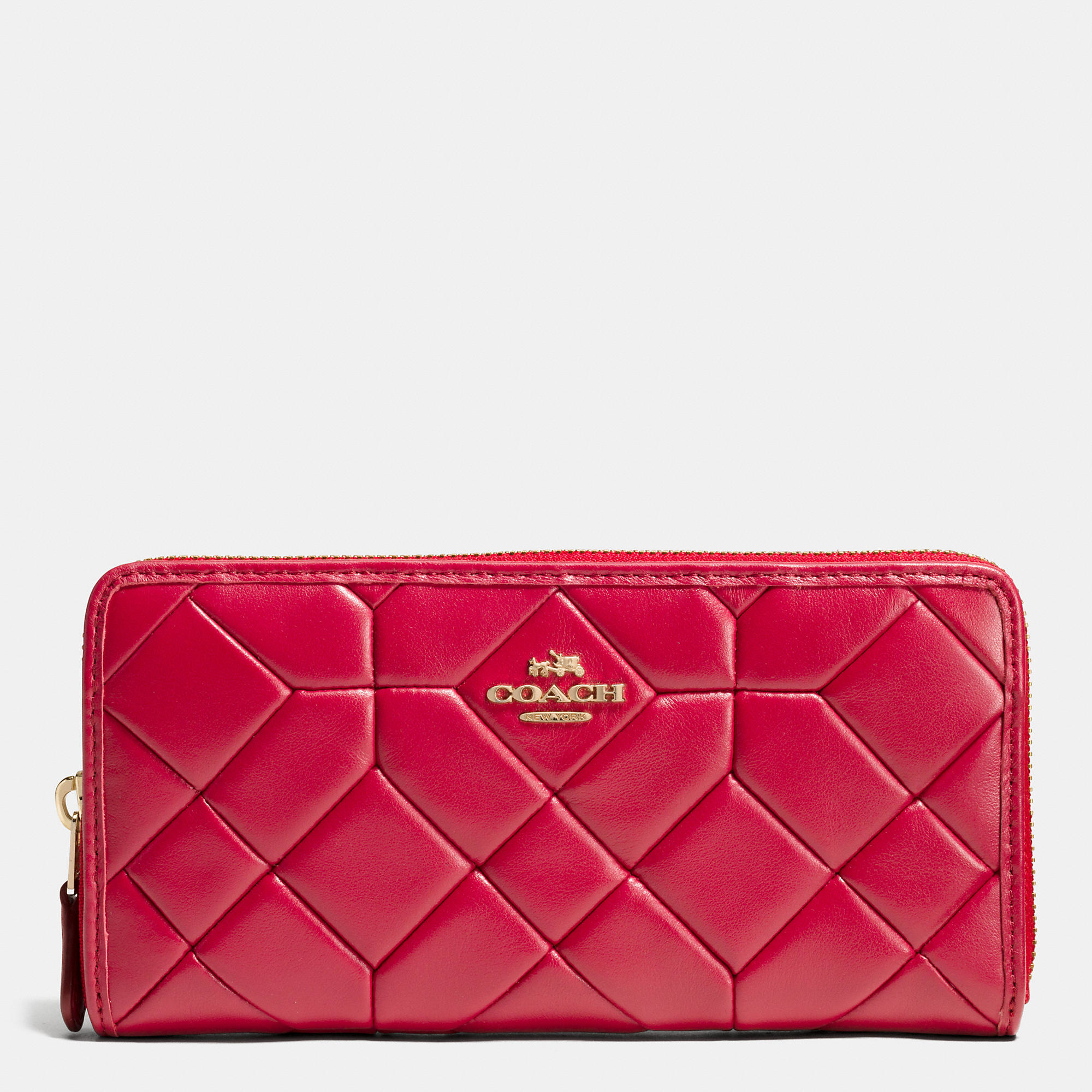 COACH Women's Long Zip Around Wallet - Gold/Red