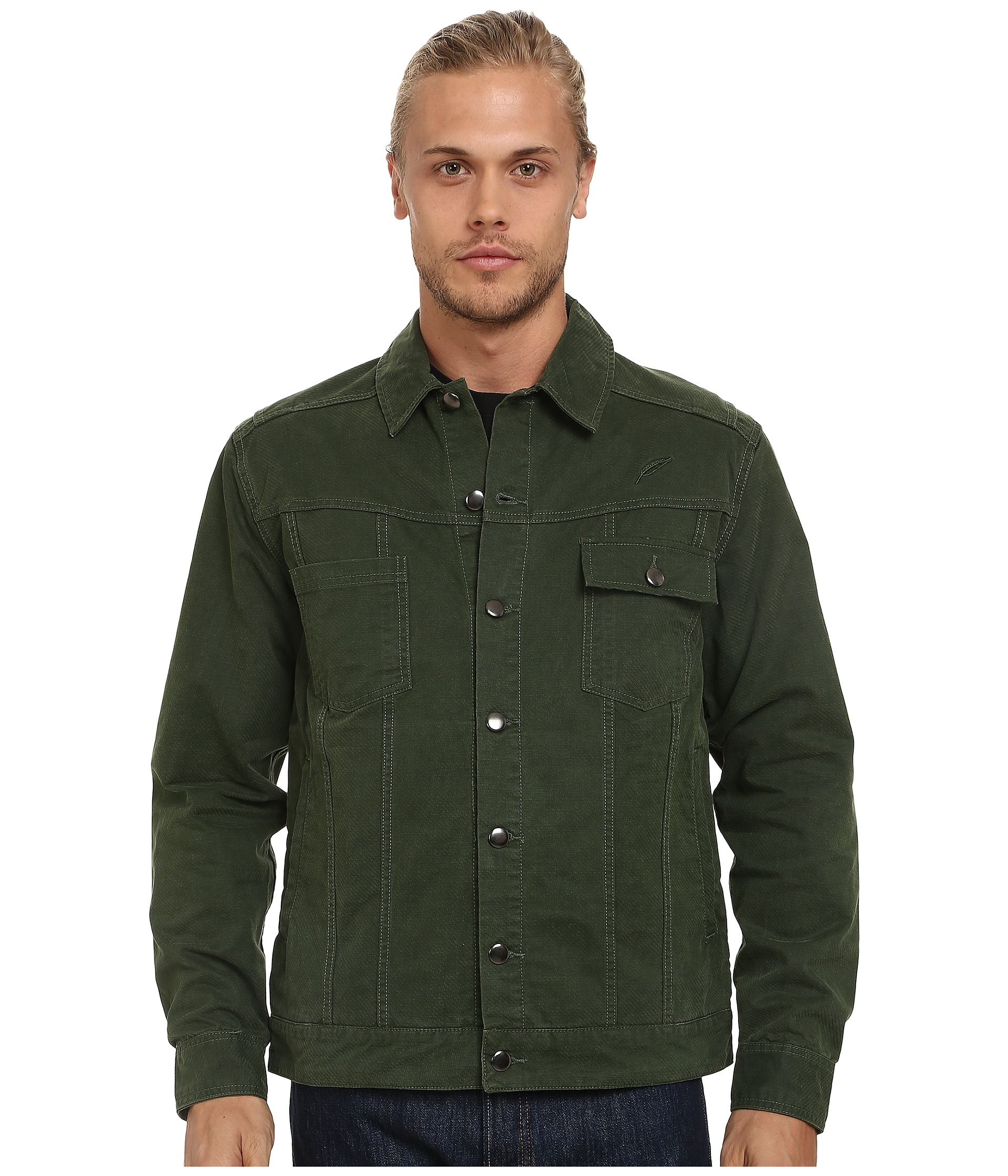 olive green denim jacket mens