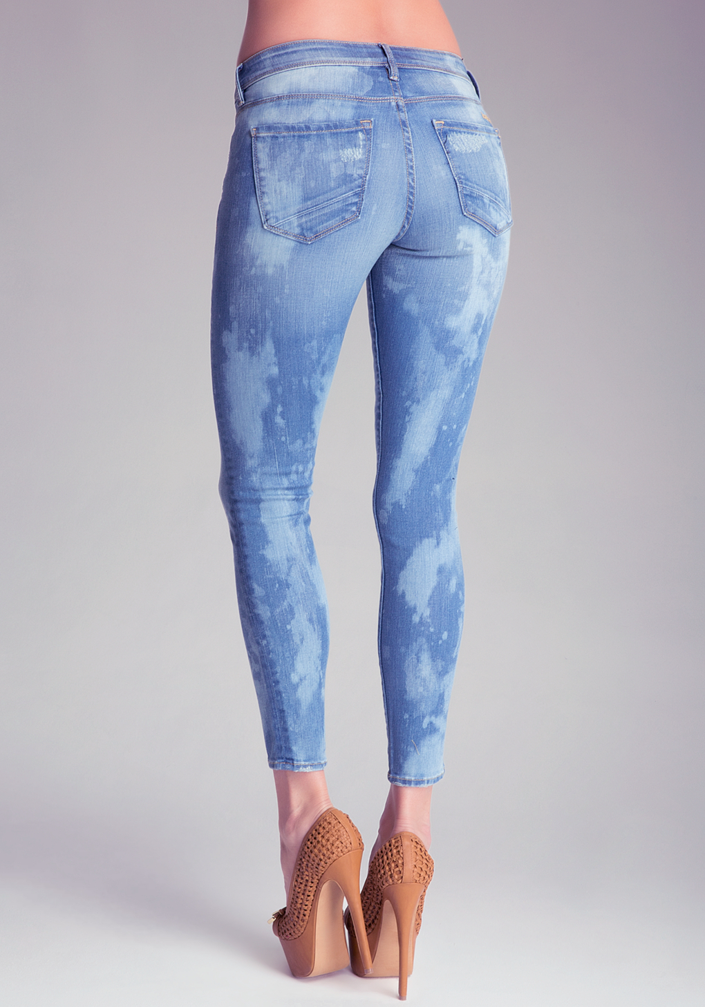 Lyst - Bebe Paint Splatter Skinny Jeans in Blue