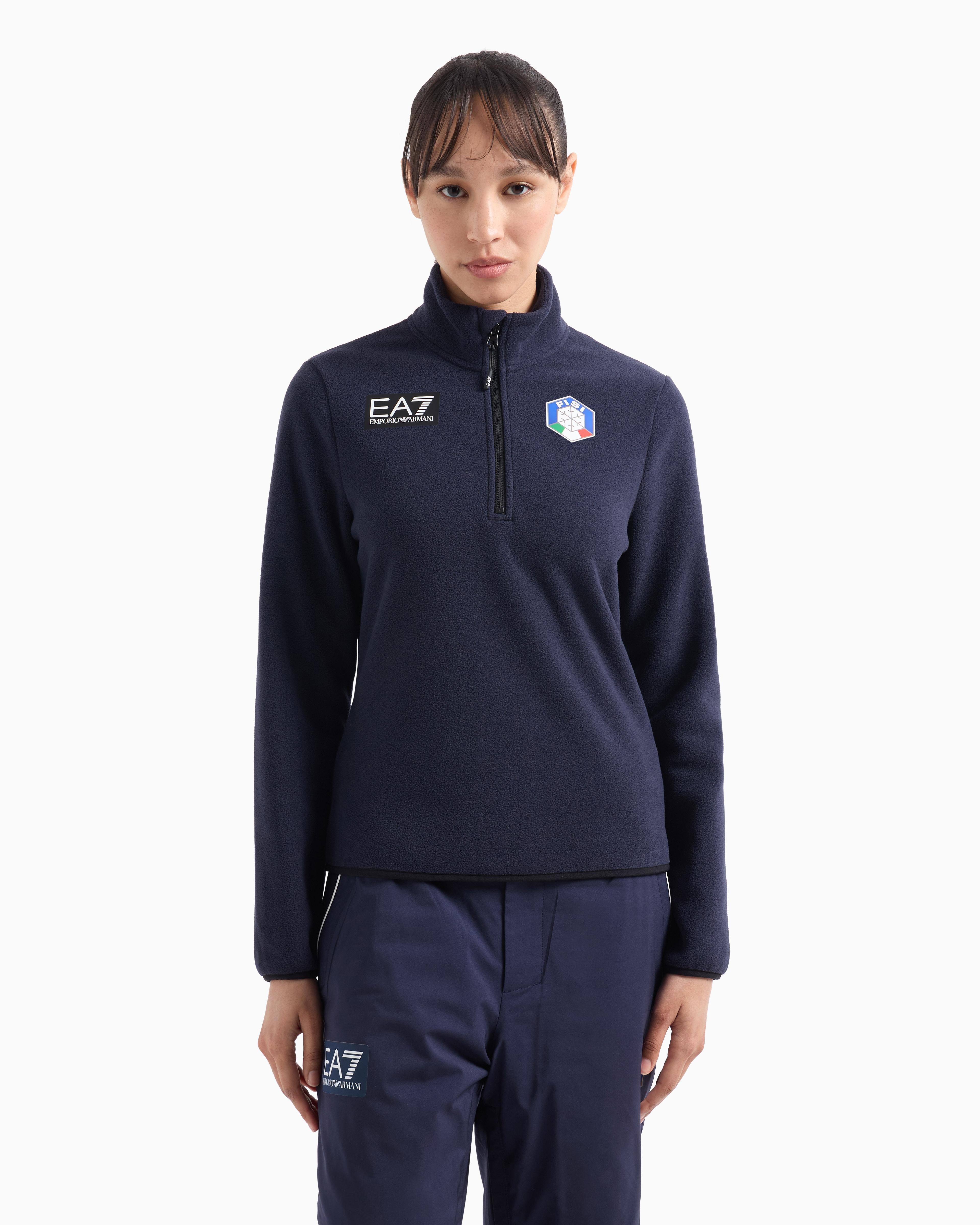 EA7 Fisi Collection Technical-Fleece Ski Jacket in Blue Lyst UK