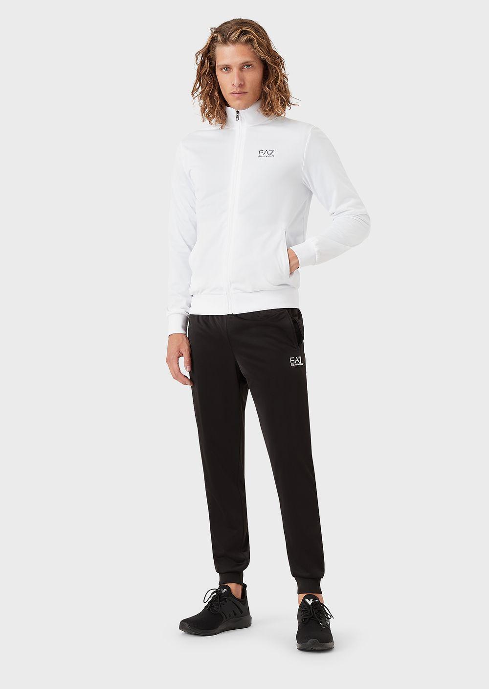 EA7 Core Identity Technical Fabric Tracksuit in White for Men | Lyst
