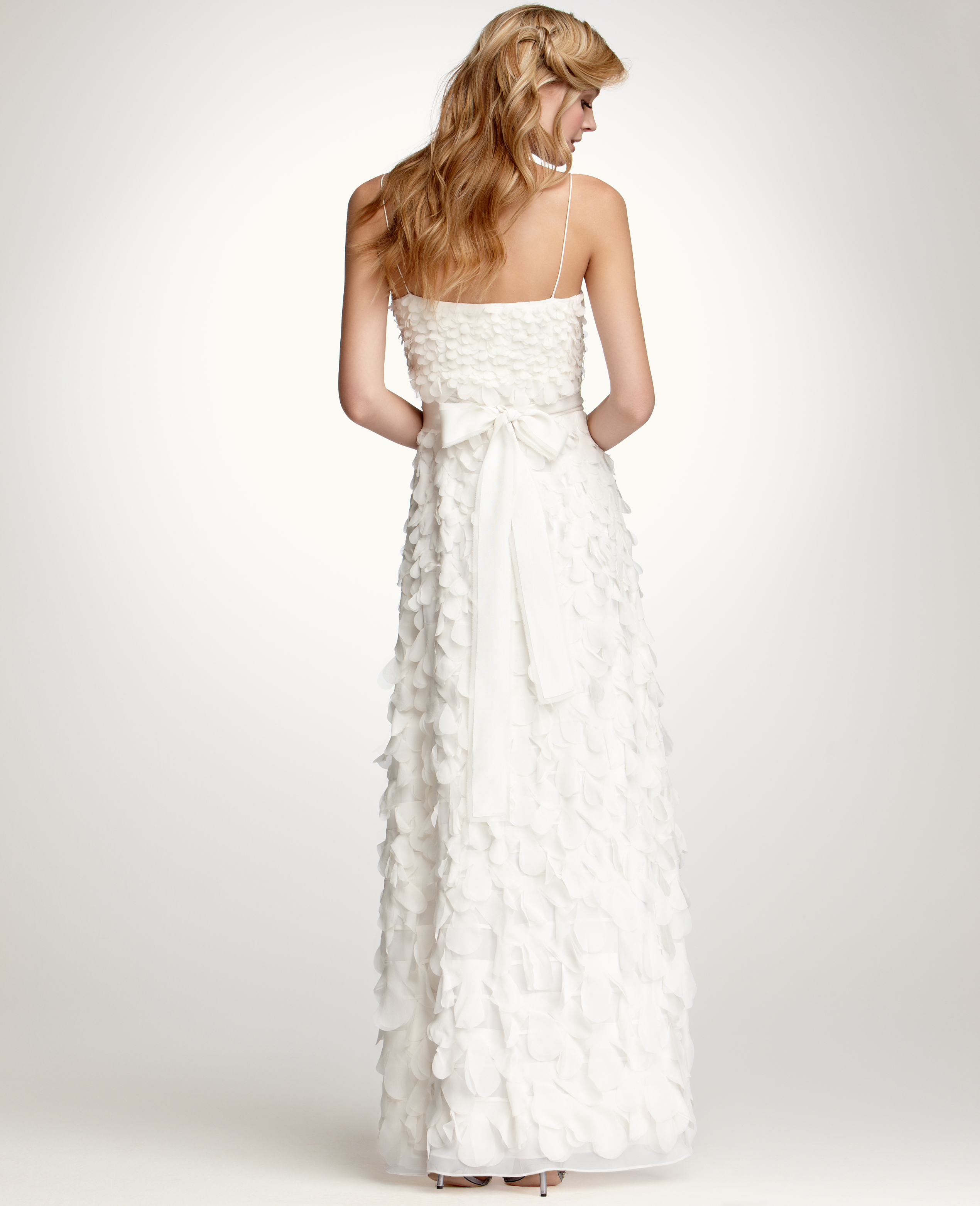 Ann Taylor Rose Petal Spaghetti Strap Wedding Dress In Ivory