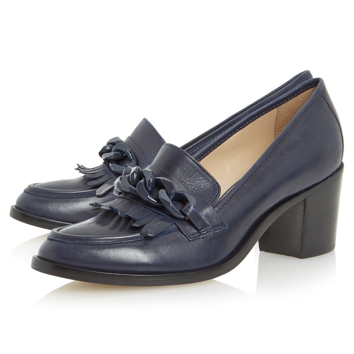 navy heeled loafers
